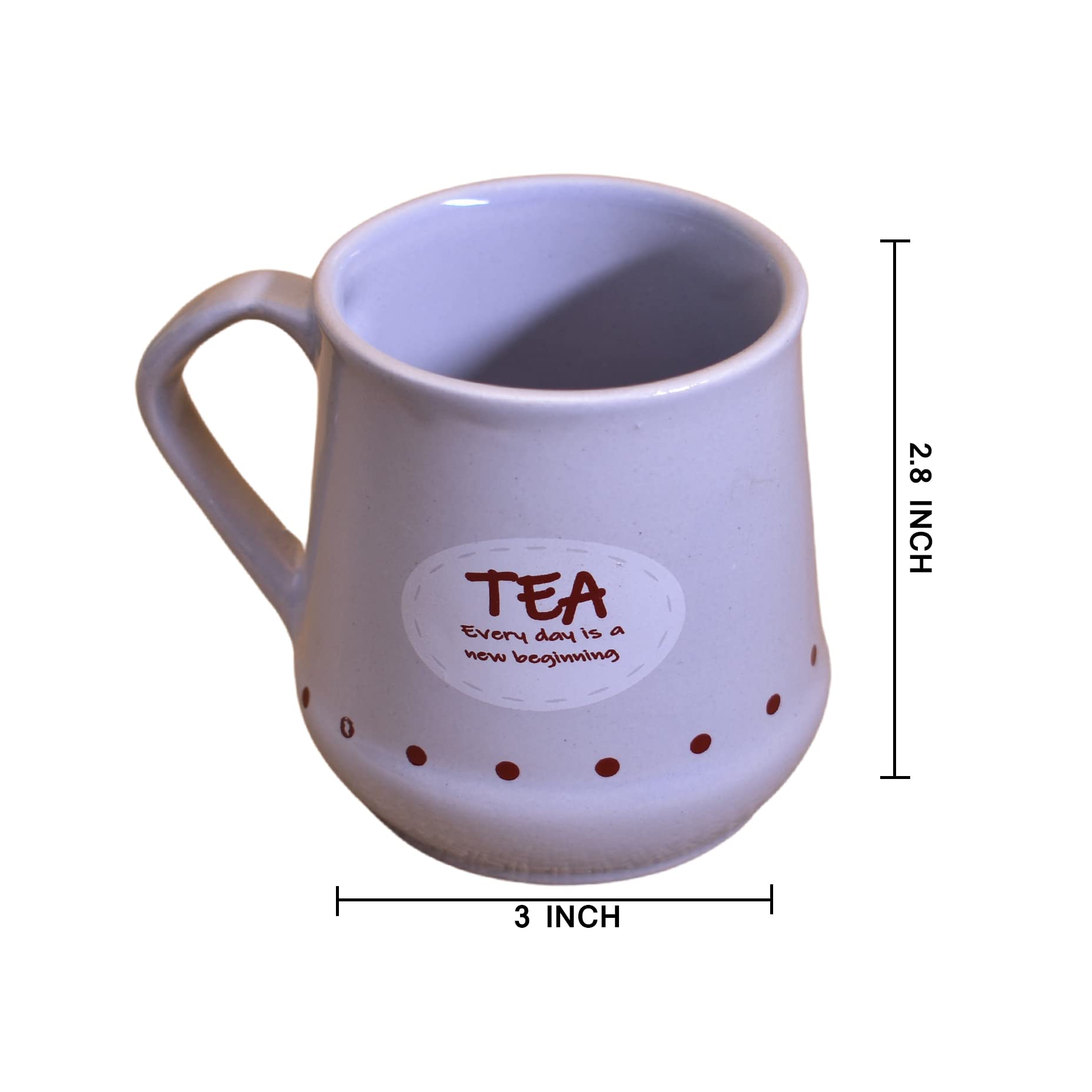 Kunhar Ceramic Tea Cups, Coffee Cups - 6 Pieces, Rock Blue, 180 Ml