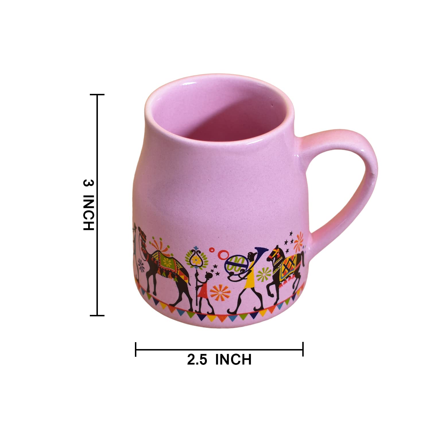 Kunhar Ceramic Tea Cups, Coffee Cups - 6 Pieces, Pastel Violet, 160 Ml