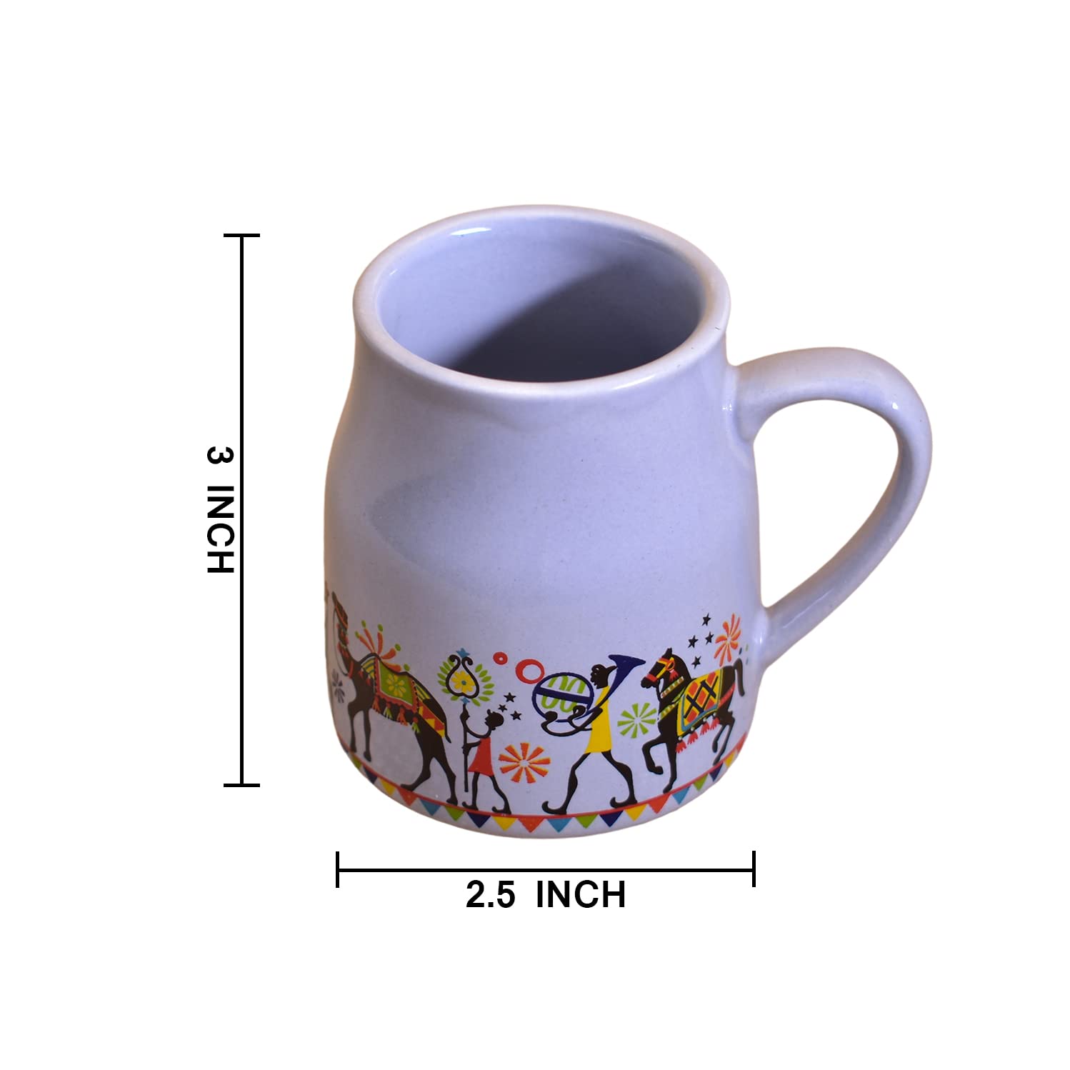 Kunhar Ceramic Tea Cups, Coffee Cups - 6 Pieces, Rock Blue, 160 Ml