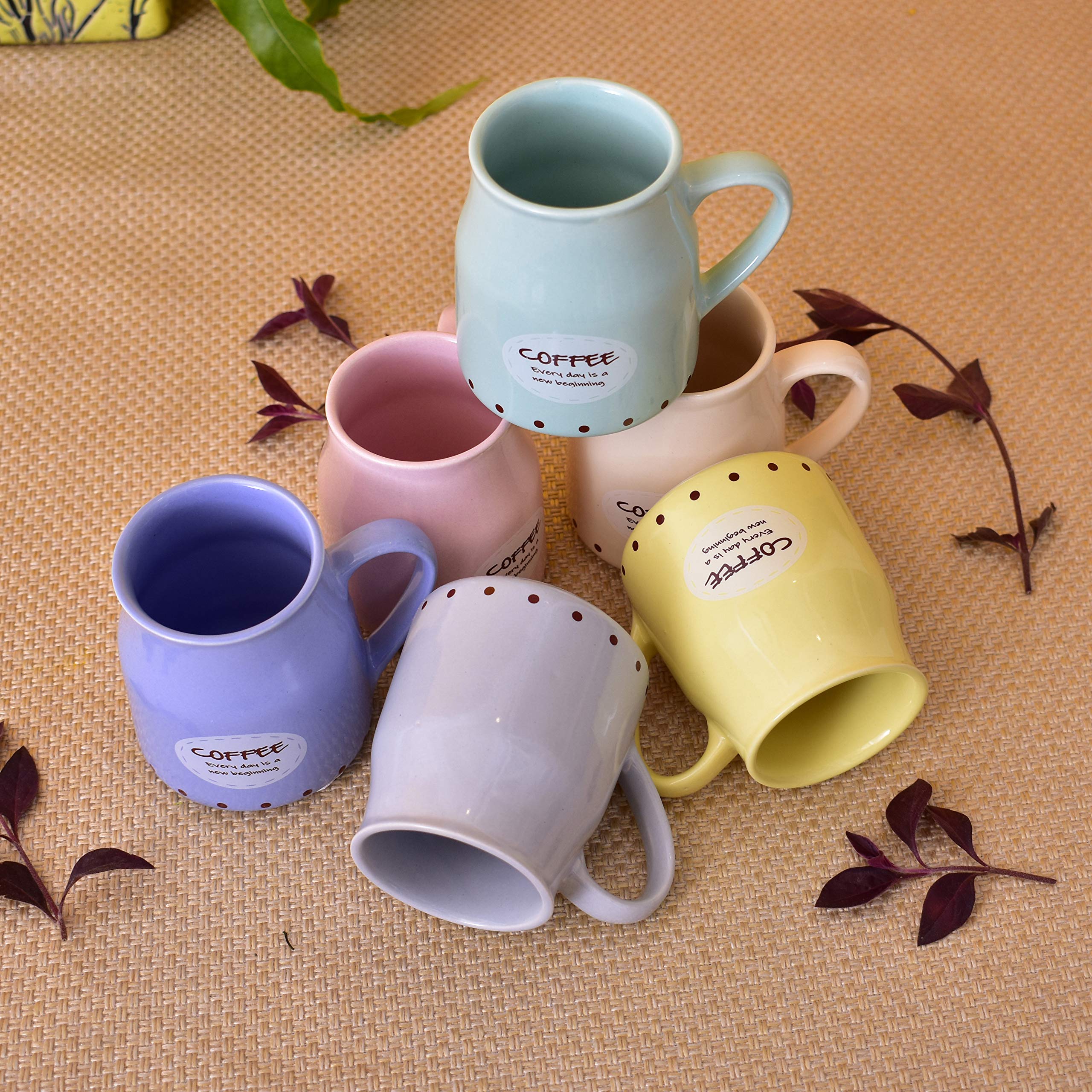 Kunhar Ceramic Multicolor Can Shape Tea Cup, Coffee Mug, Milk Mug (160 Ml Set of 6)