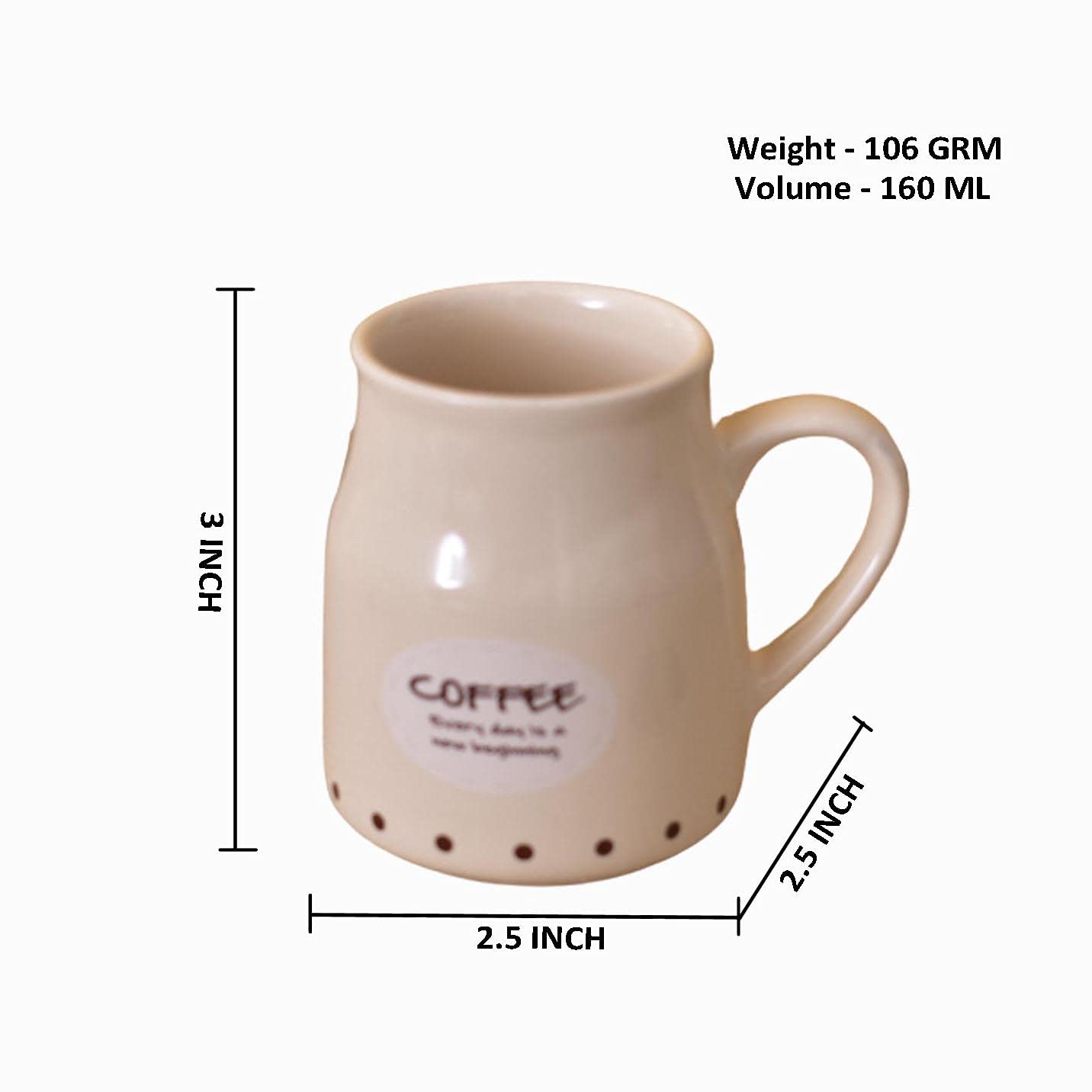 Kunhar Ceramic Multicolor Can Shape Tea Cup, Coffee Mug, Milk Mug (160 Ml Set of 6)