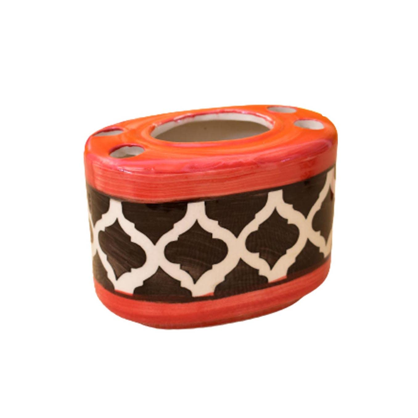 KunhaR Ceramic Toothbrush Holder Stand for Bathroom - Color Red