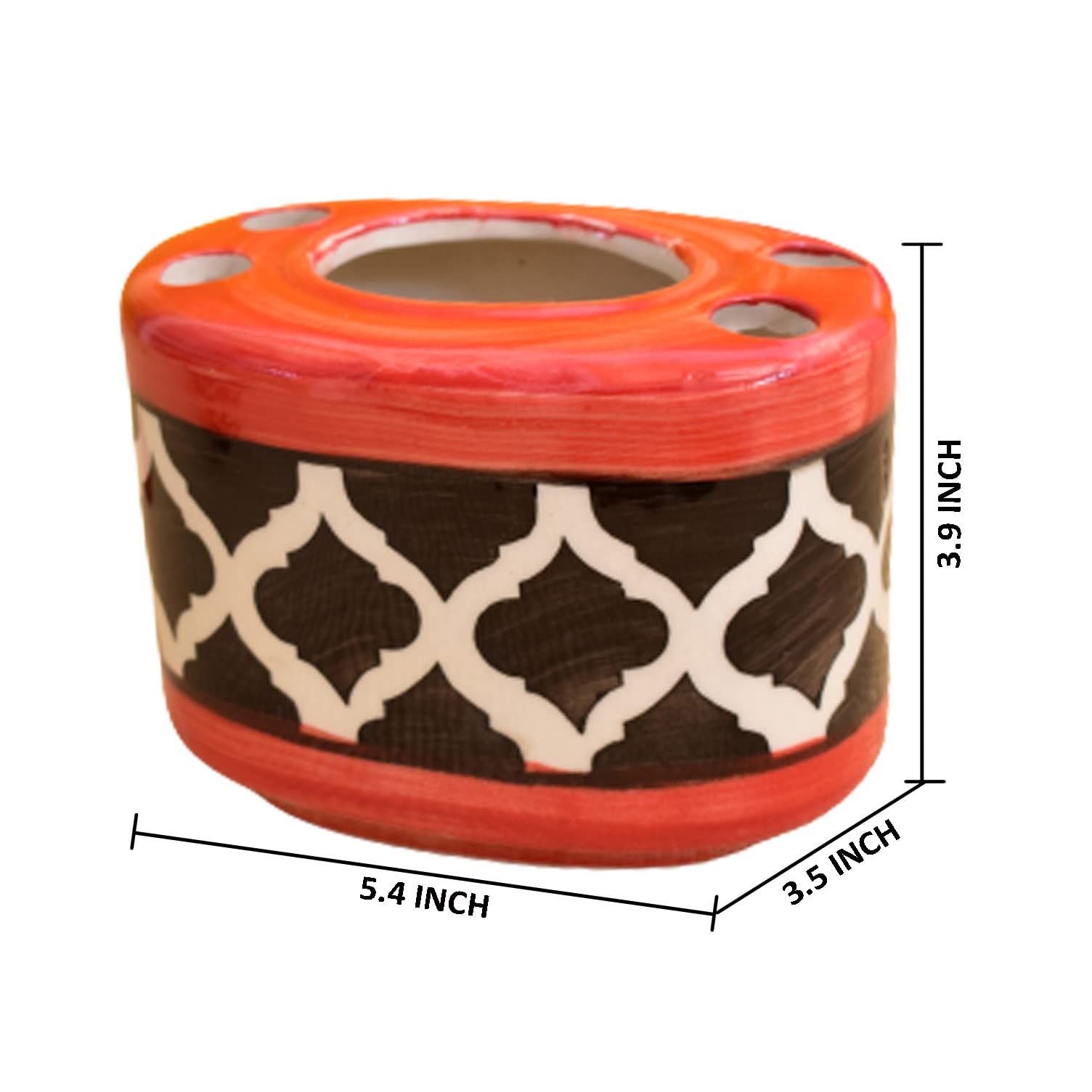 KunhaR Ceramic Toothbrush Holder Stand for Bathroom - Color Red
