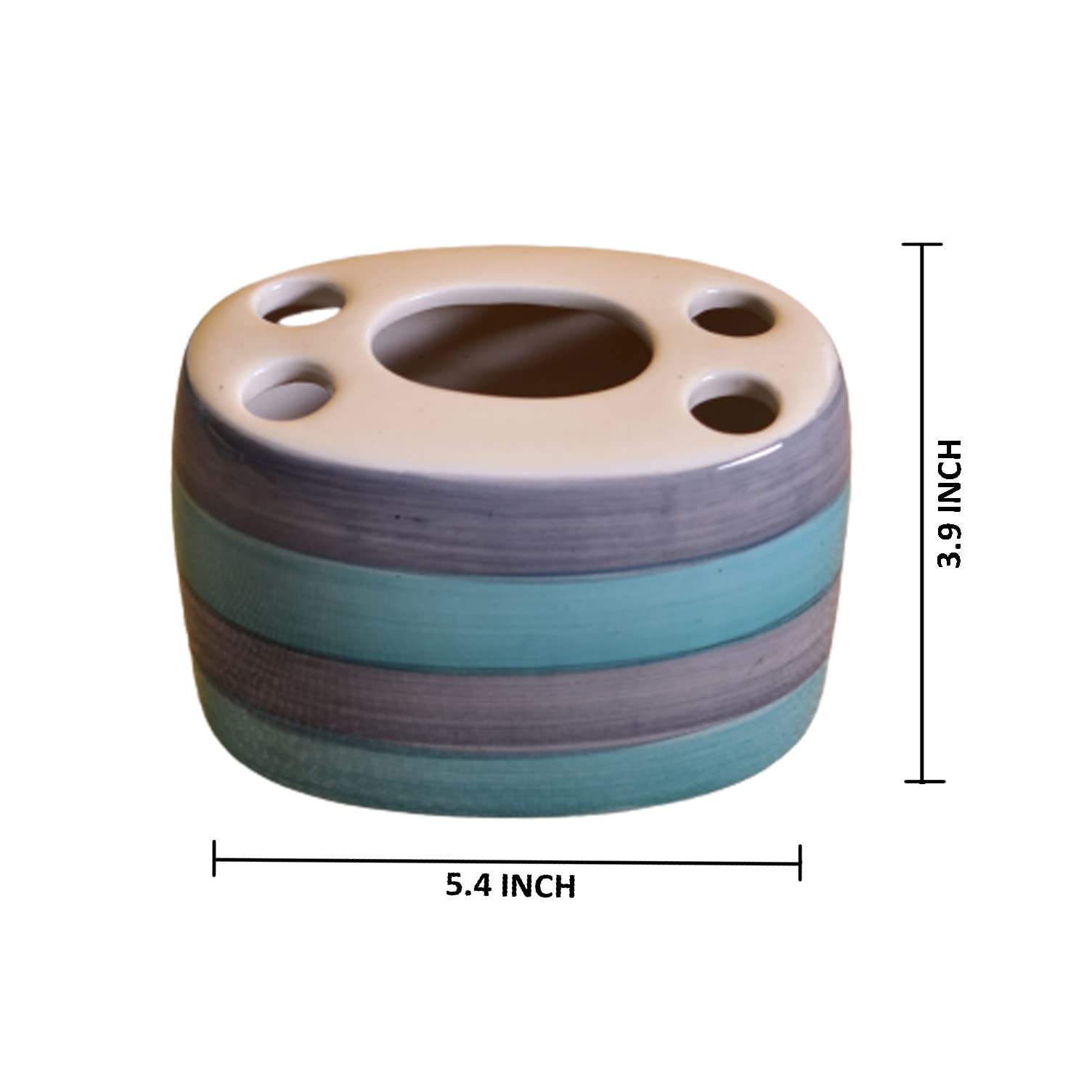 KunhaR Ceramic Toothbrush Holder Stand for Bathroom,2 Pieces, Moonstone Blue