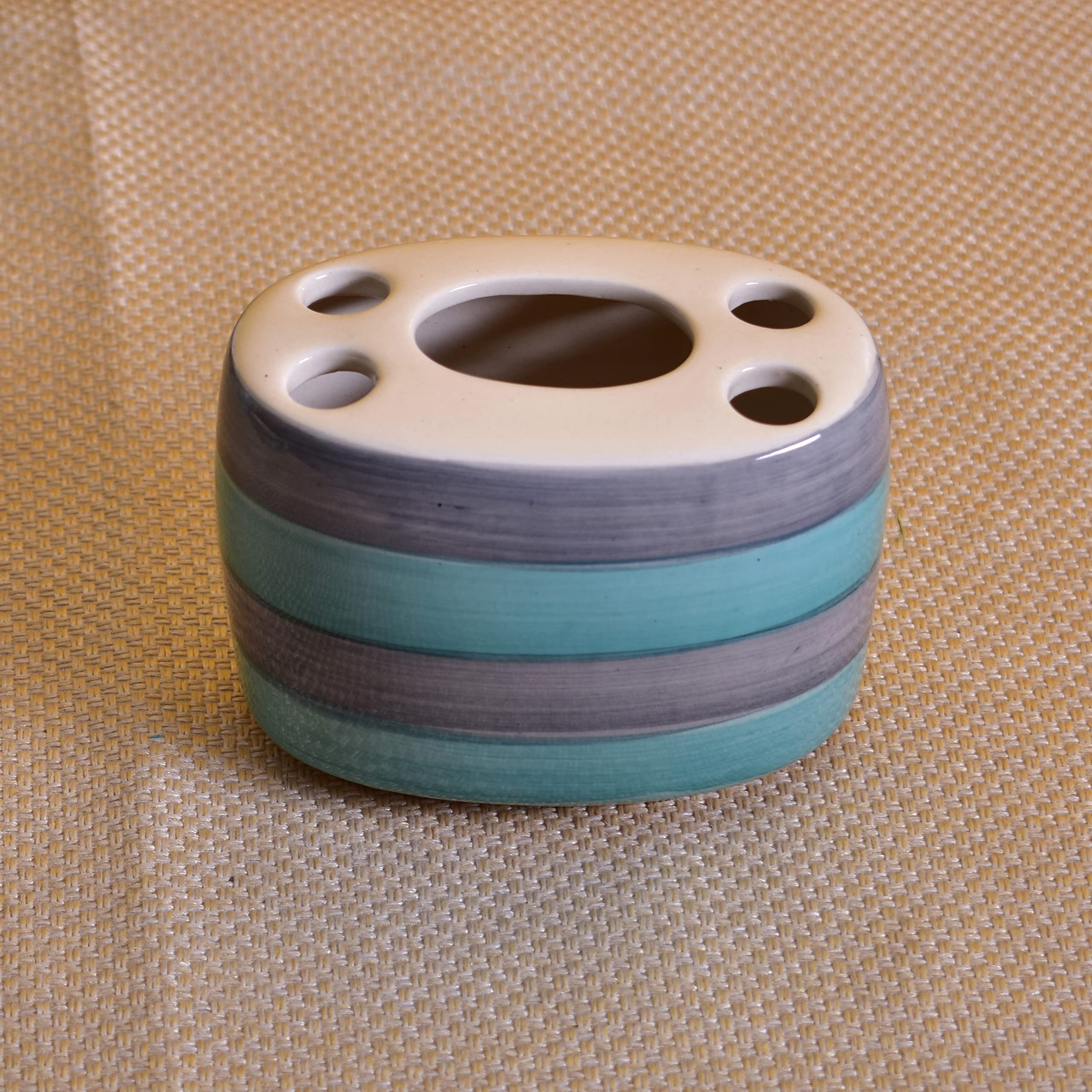 KunhaR Ceramic Toothbrush Holder Stand for Bathroom,2 Pieces, Moonstone Blue