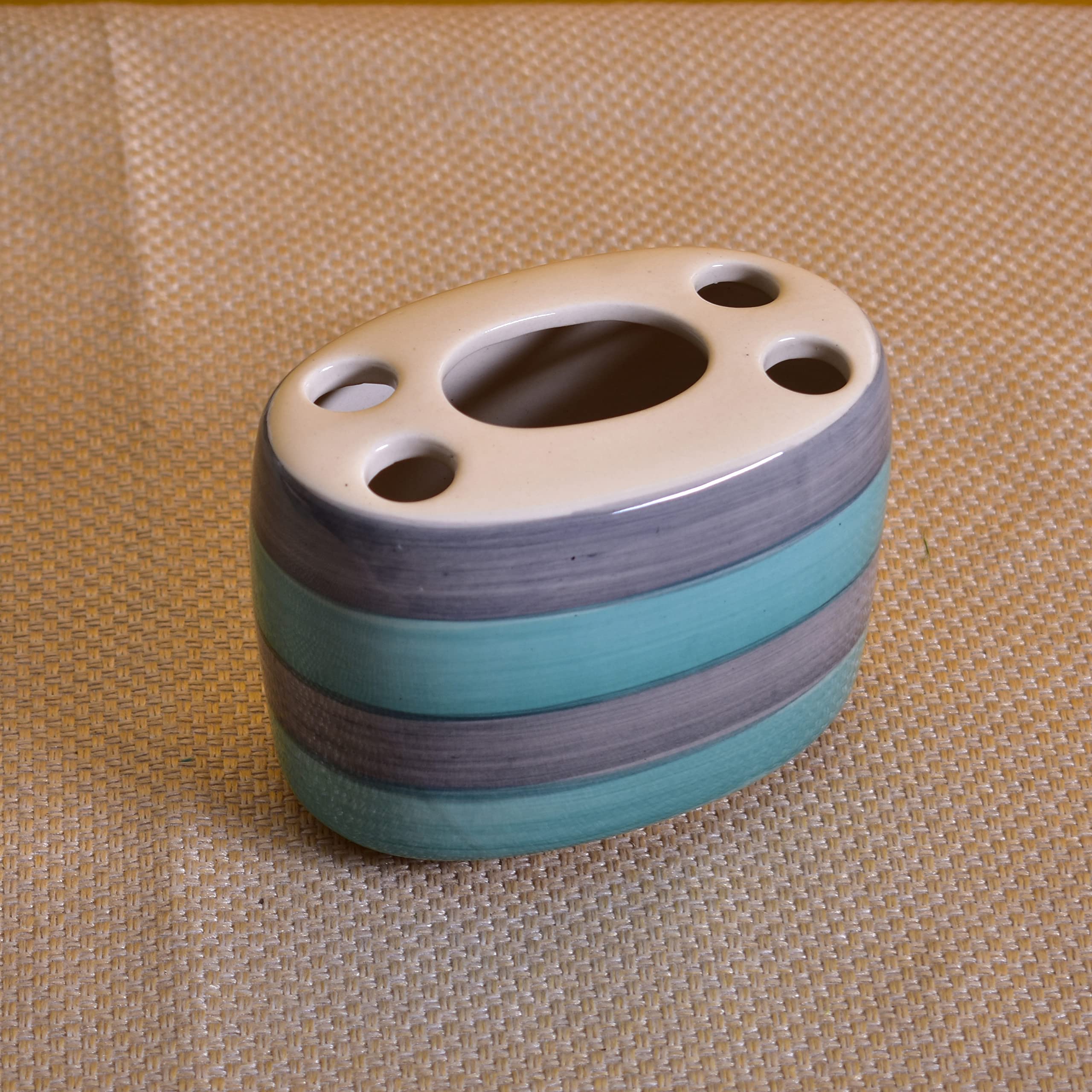 KunhaR Ceramic Toothbrush Holder Stand for Bathroom,2 Pieces, Moonstone Blue