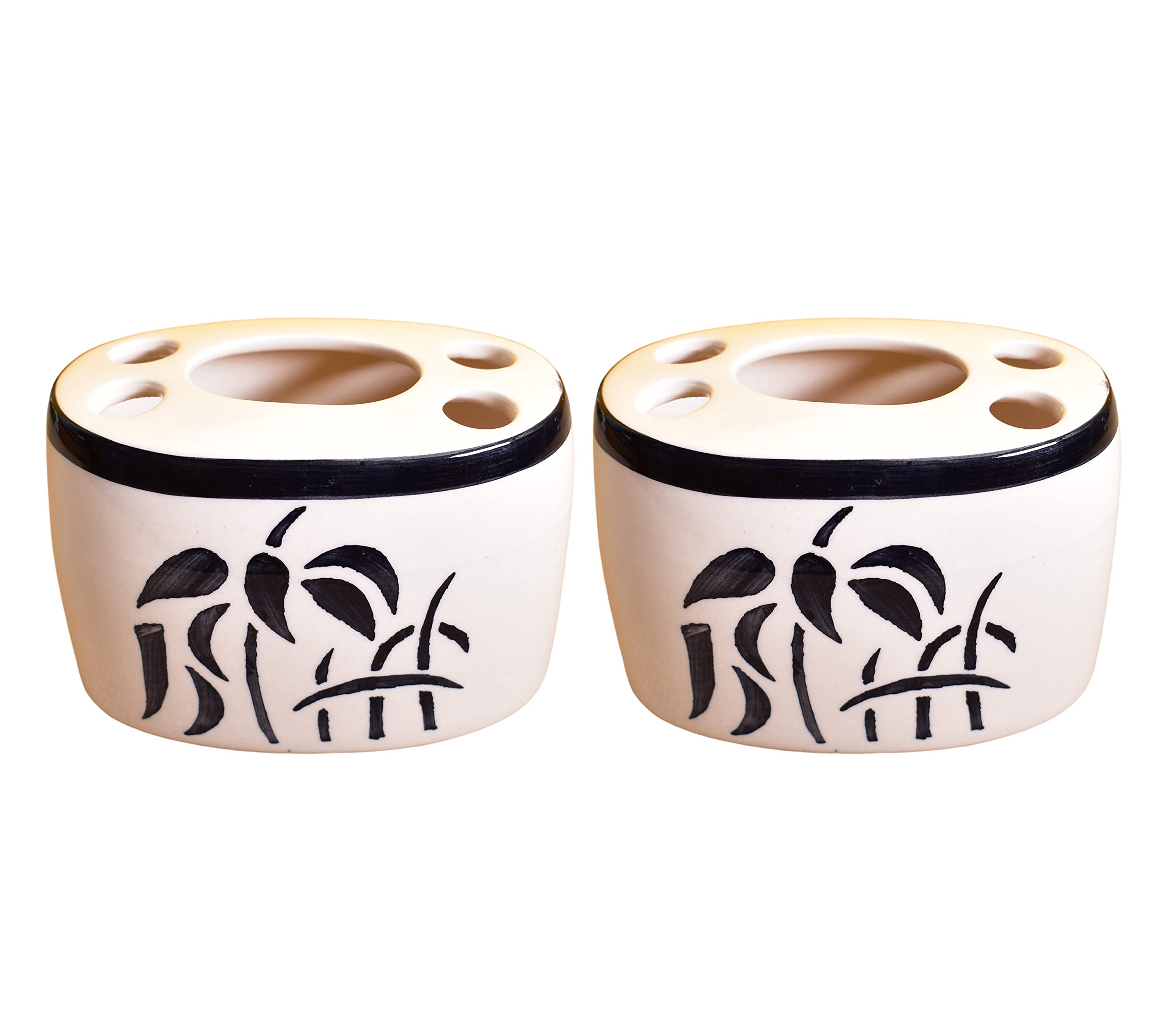 KunhaR Ceramic Toothbrush Holder Stand for Bathroom,2 Pieces, White Tree