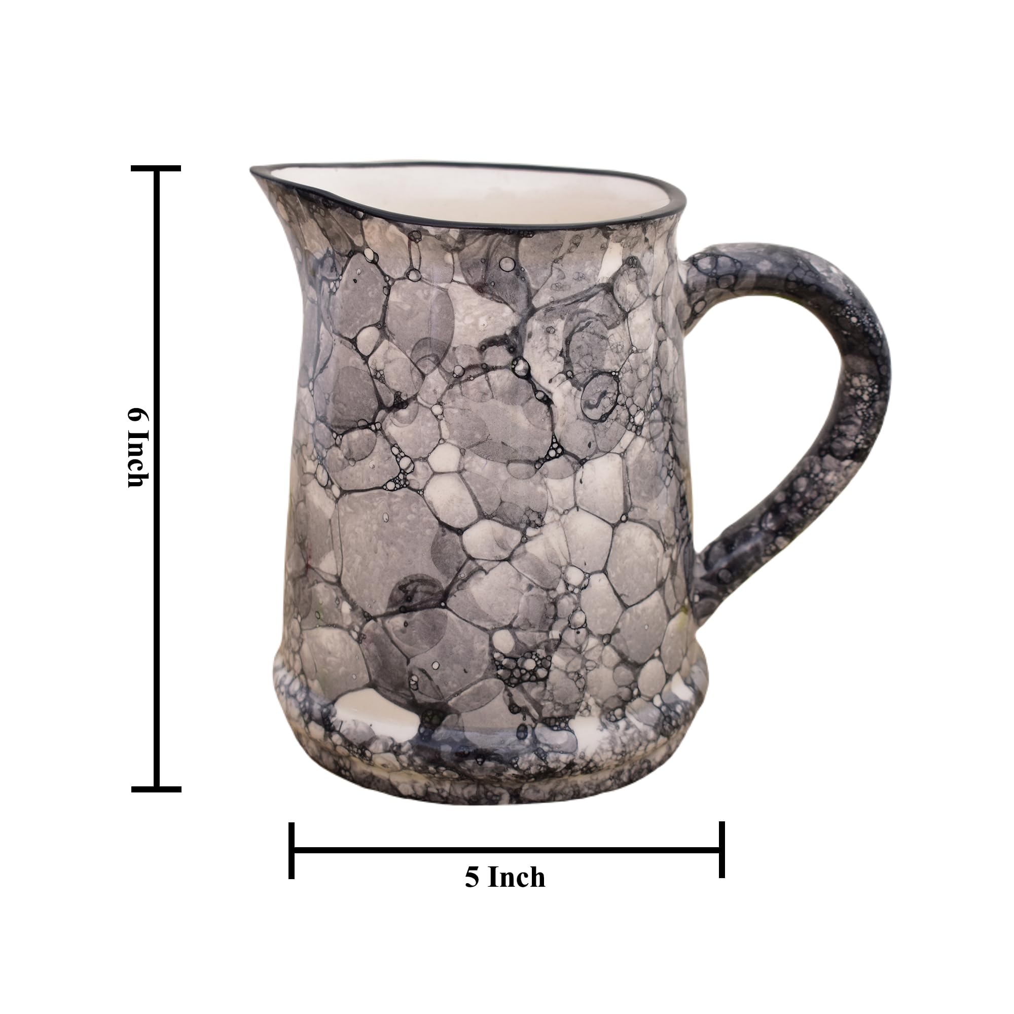 KunhaR Ceramic Water Jug, Ceramic Picher, 1110 Ml, Black Luster