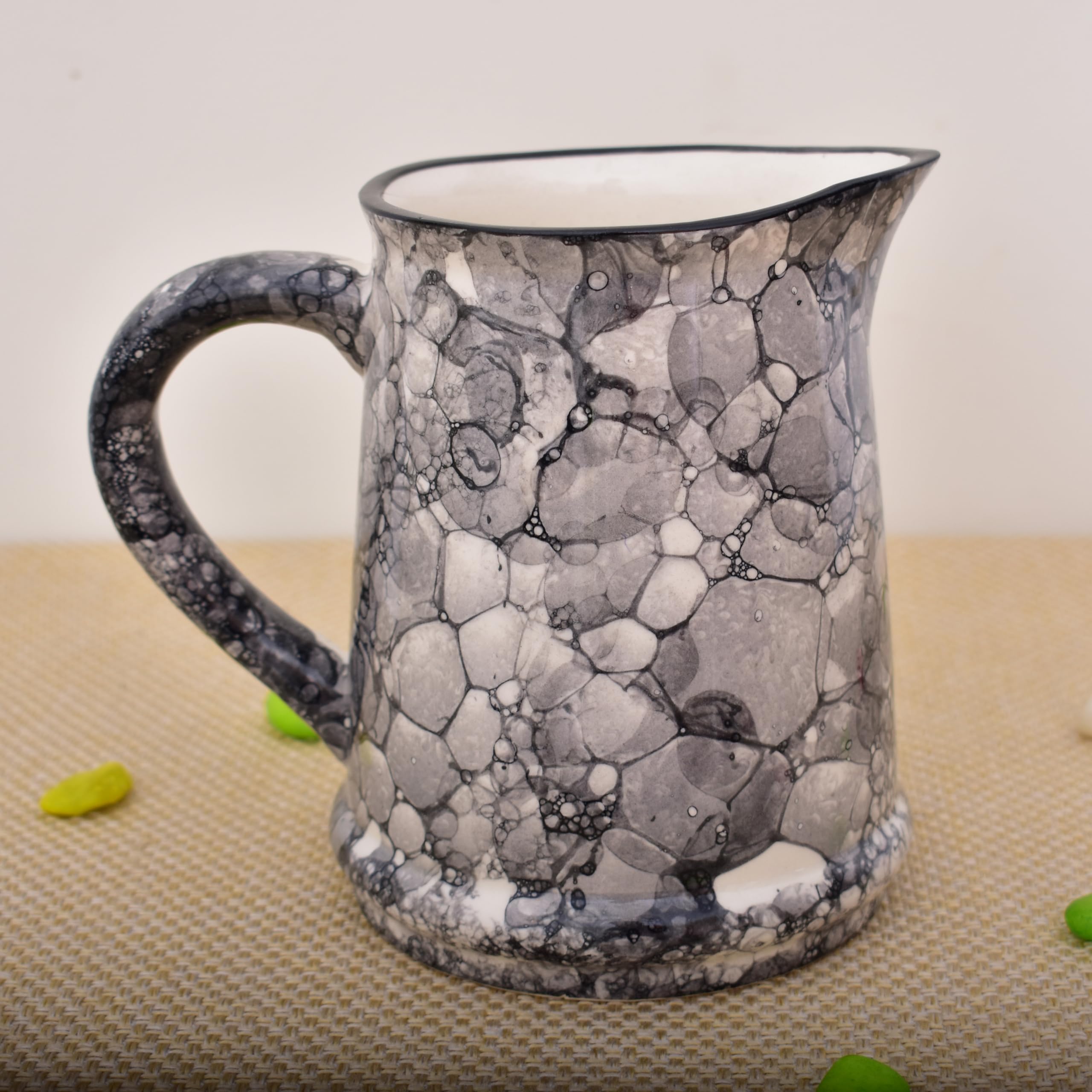 KunhaR Ceramic Water Jug, Ceramic Picher, 1750 Ml, Black Luster