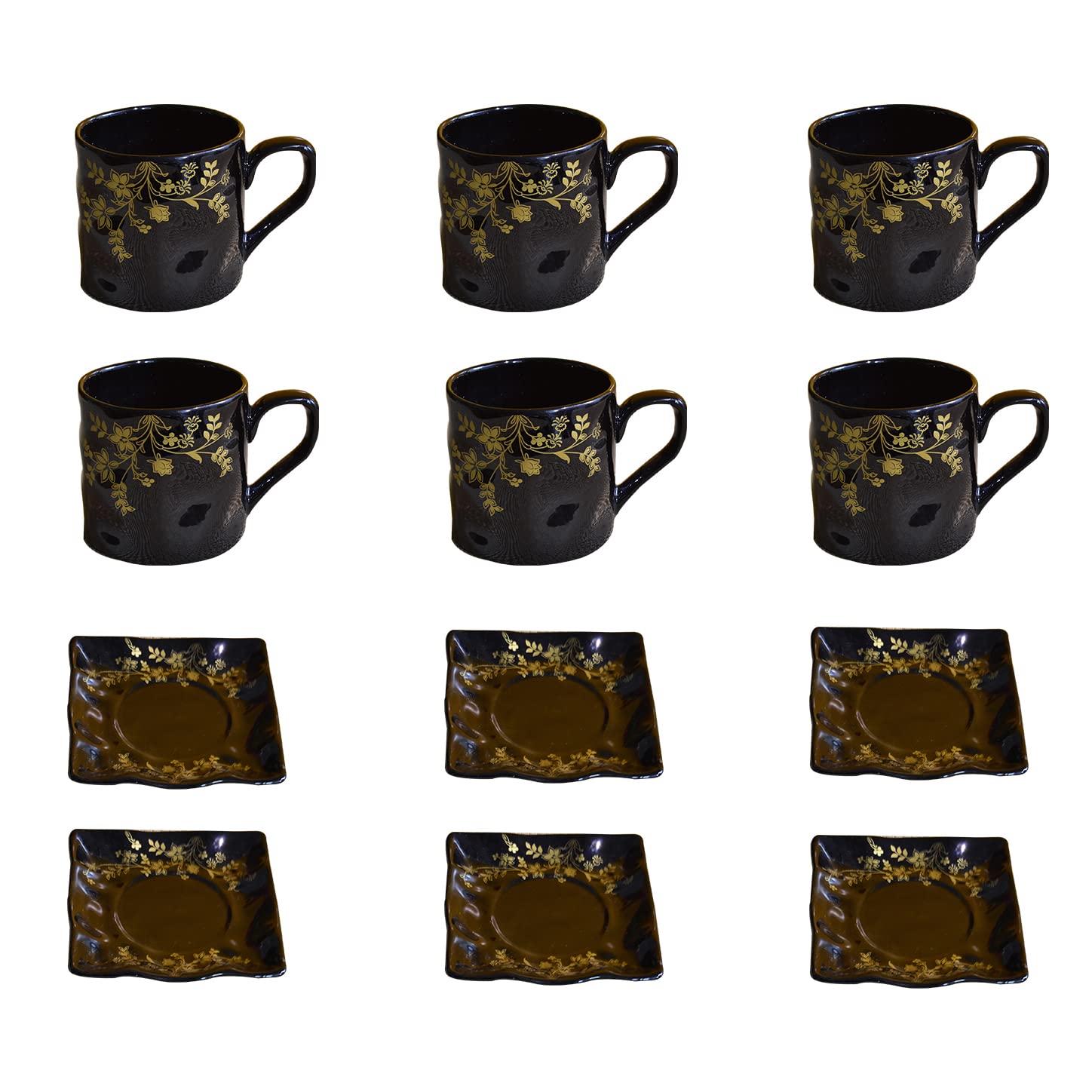 Kunhar Ceramic Tea Cups and Saucers (6 Cups 140 ML and 6 Saucers)