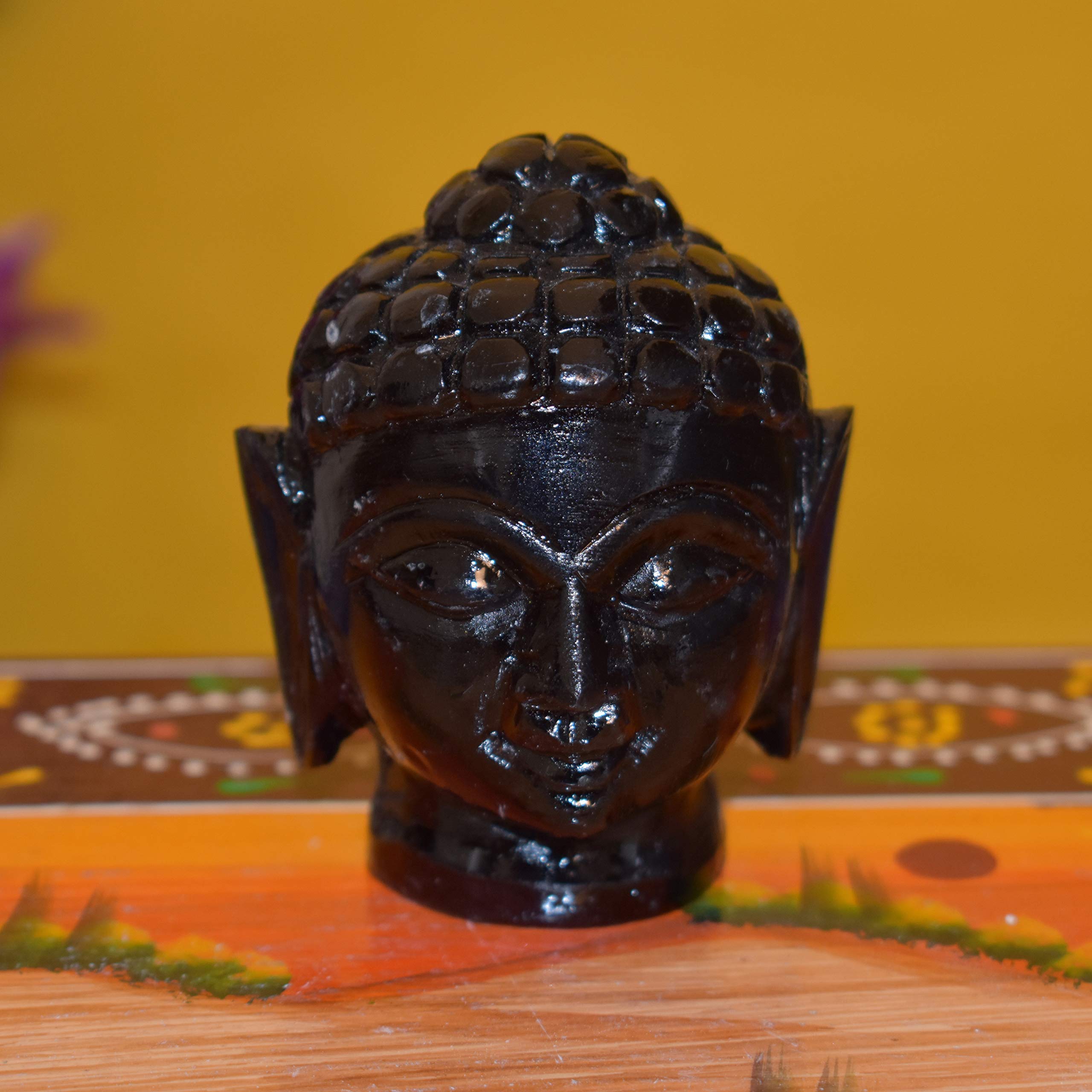 Kunhar Marble Buddha Head – 4 Inch (Black)
