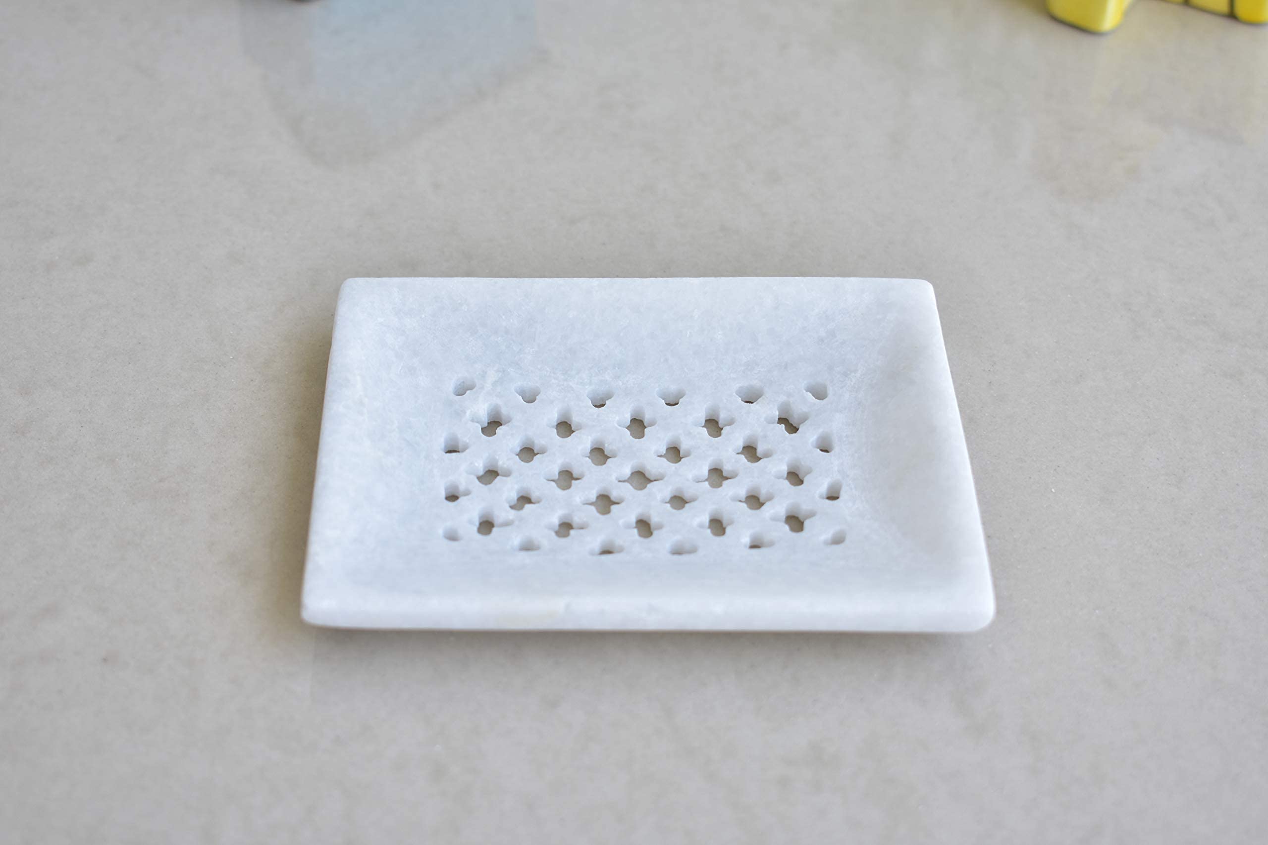 Kunhar Natural White Marble Soap Dish Holder – Set of 1 | Handcrafted Stone Soap Tray for Bathroom, Sink & Shower | Standard Size