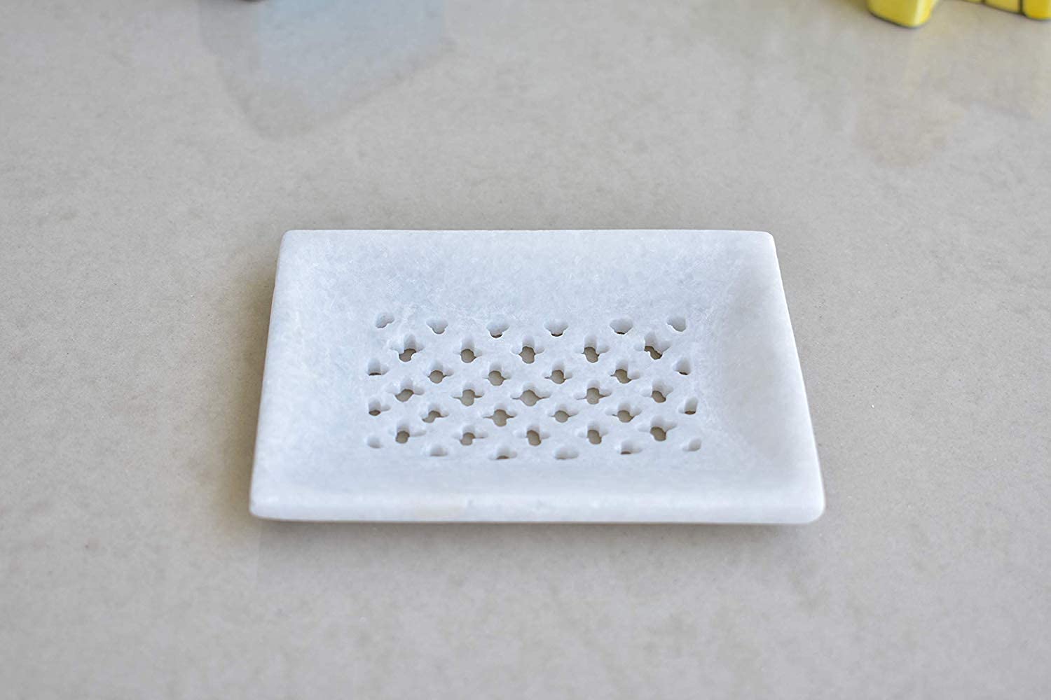 KunhaR White Marble Soap Dish Set of 2 | Handcrafted Stone Tray for Bathroom, Sink & Shower