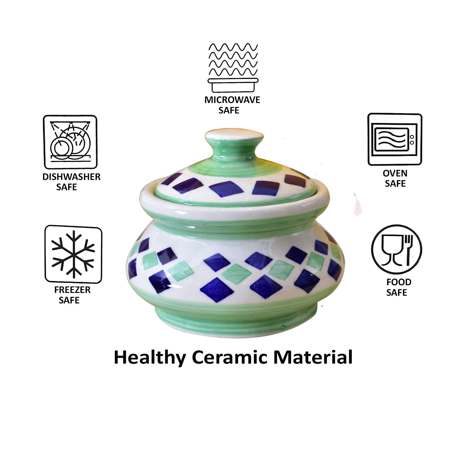 Kunhar Ceramic Handi 1200 Ml, Green