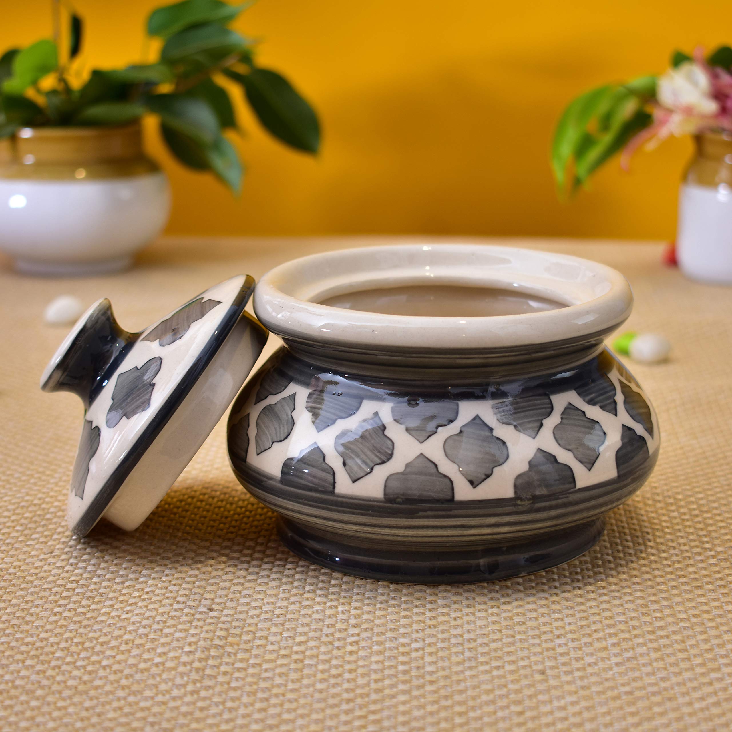 KunhaR Ceramic Handi 2 Liter, 1 Piece, Grey Chidi, (Size 1 No)