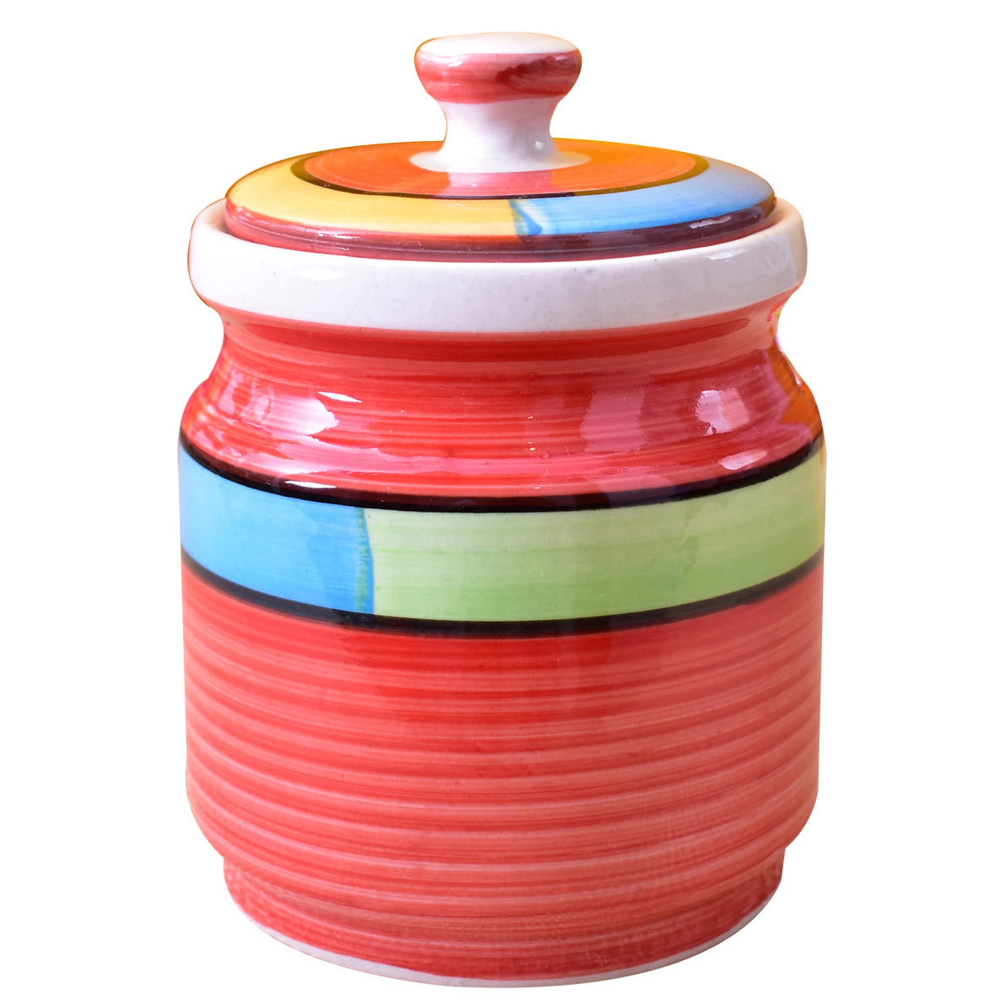 Kunhar Ceramic Jars (1000 ML) – Handcrafted Multipurpose Barni with Lid for Pickle, Chutney, Spices, Salt, Sugar – Kitchen Storage Containers, Red