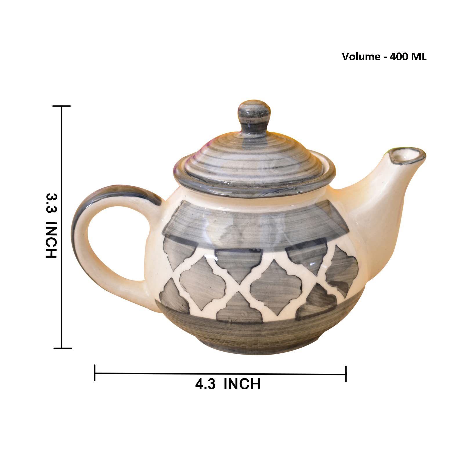 KunhaR Ceramic Teapot - 1 Piece, Gray, 400ml