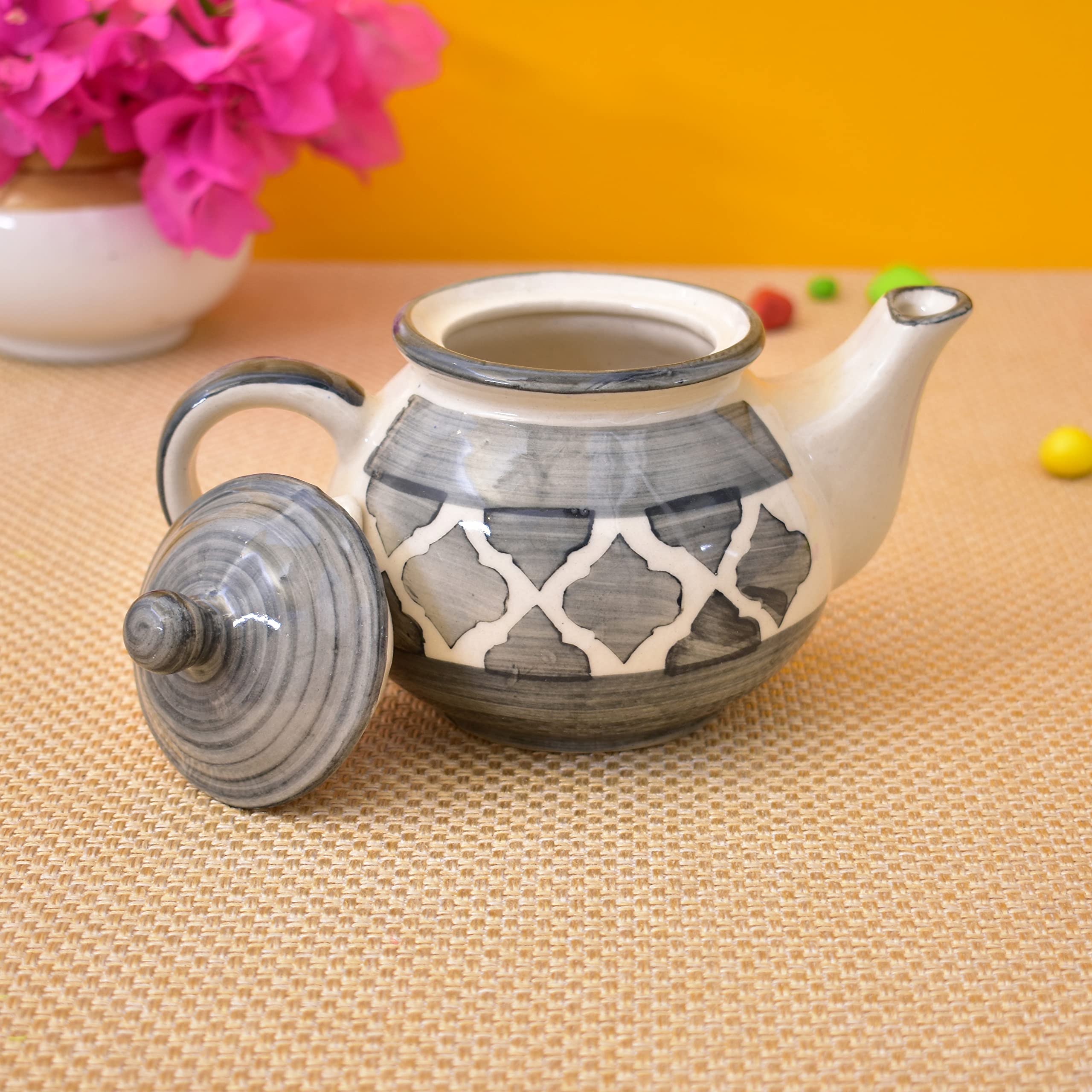 KunhaR Ceramic Teapot - 1 Piece, Gray, 400ml