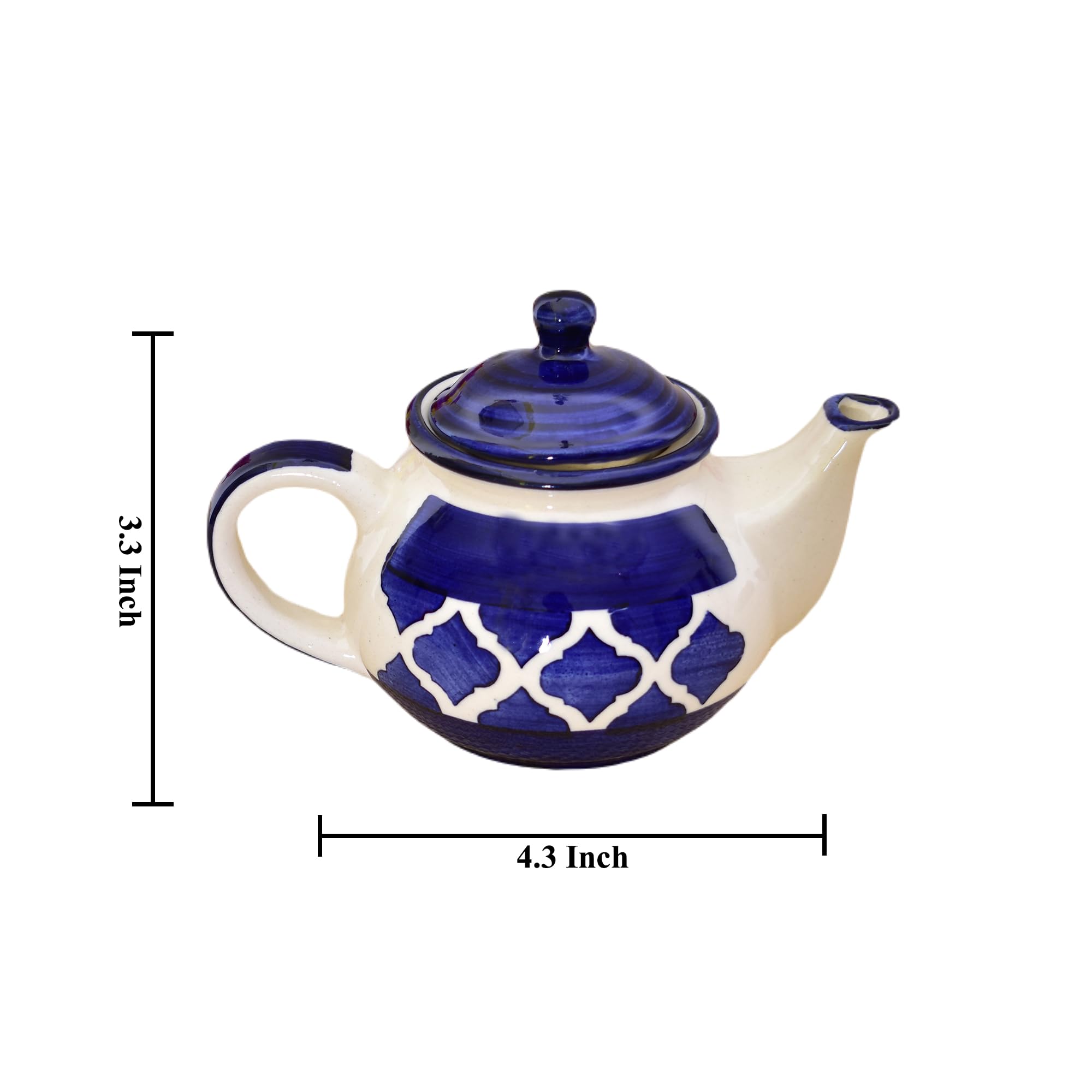 KunhaR Ceramic Teapot - 1 Piece, Blue Chidi, 400ml