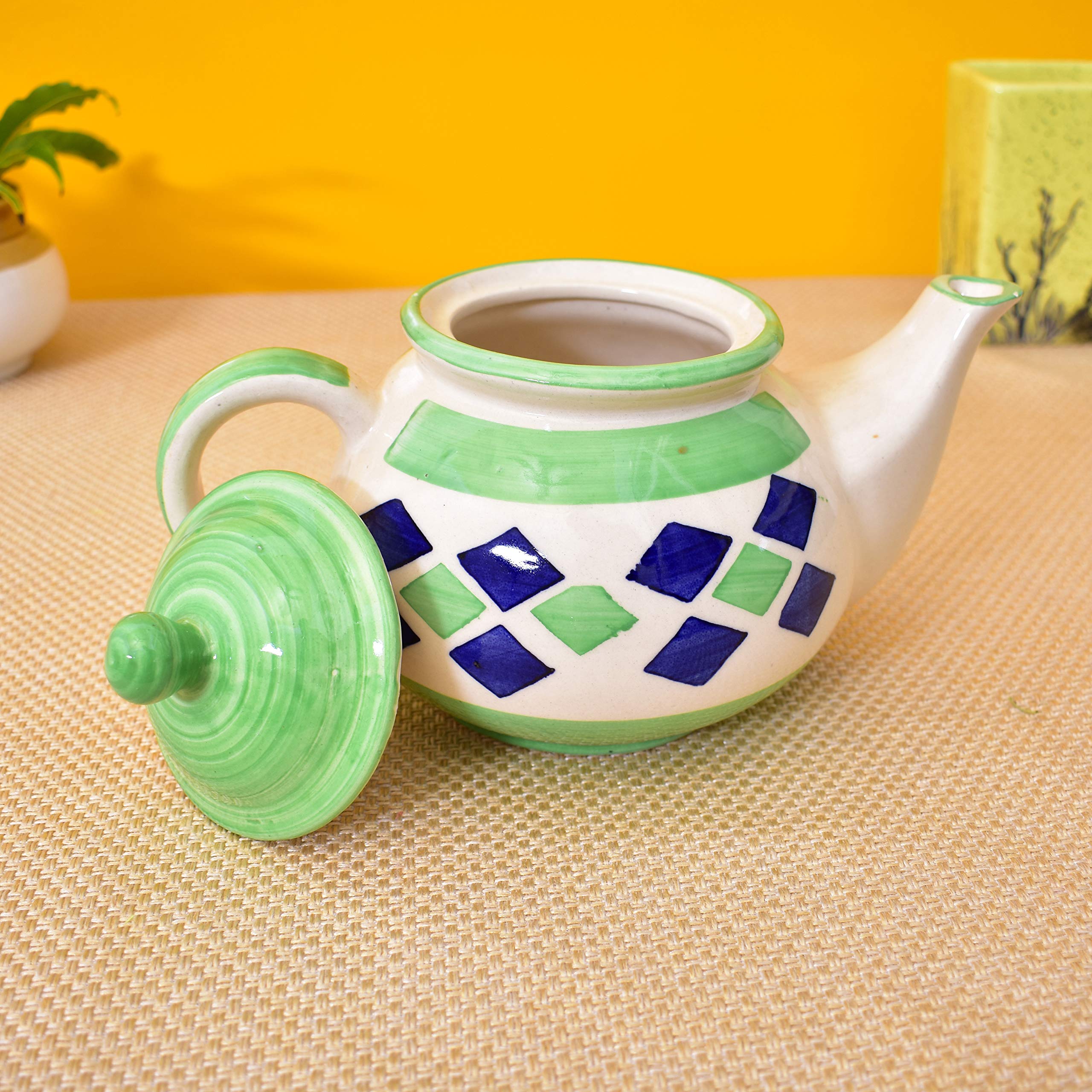 KunhaR Ceramic Teapot - 1 Piece, Green, 1000 ml