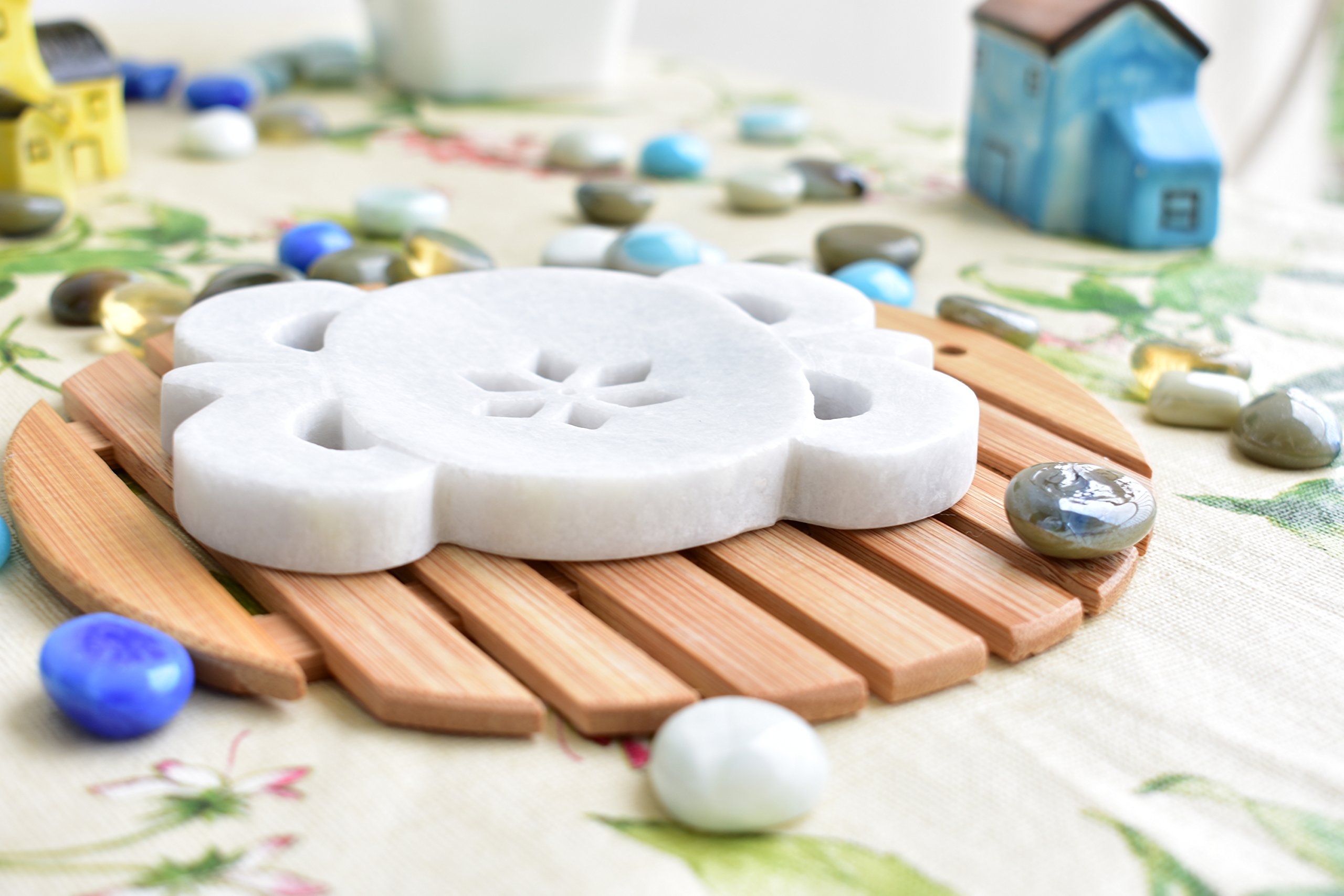 KunhaR Natural Marble Soap Dish Handmade Stone Holder for Bathroom, Tub & Sink