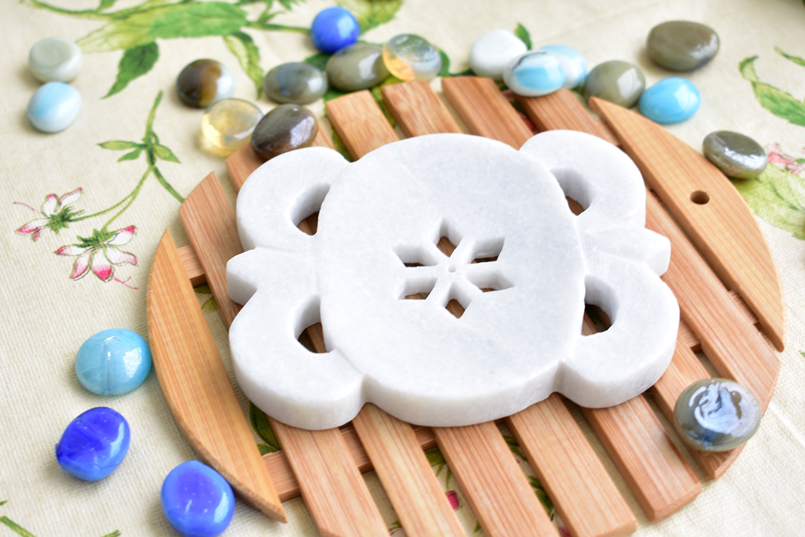 KunhaR Natural Marble Soap Dish Handmade Stone Holder for Bathroom, Tub & Sink