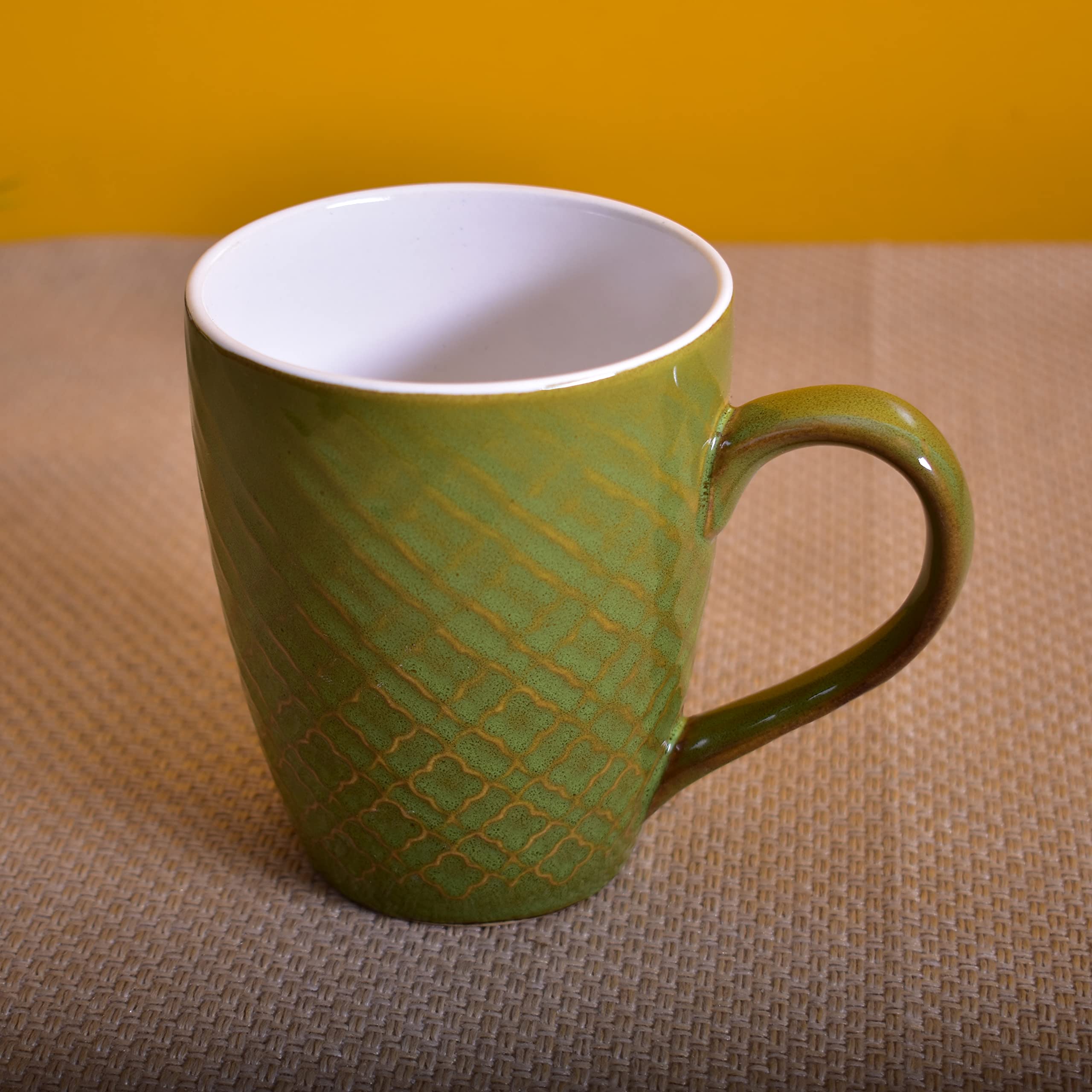 Kunhar Ceramic Milk Mug, Coffee Mug - 2 Pieces, Muddy Green, 350ml