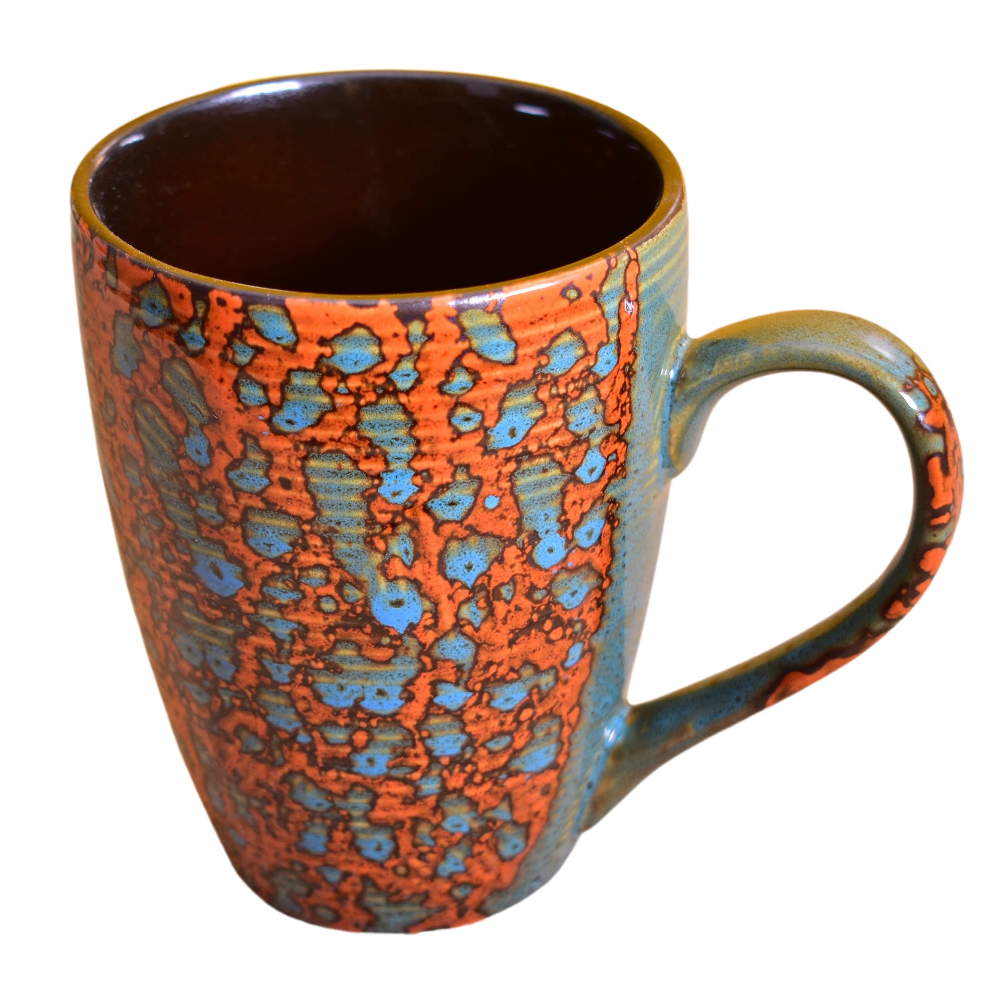 Kunhar Ceramic Milk Mug, Coffee Mug - 4 Pieces, Orange Blue, 350ml