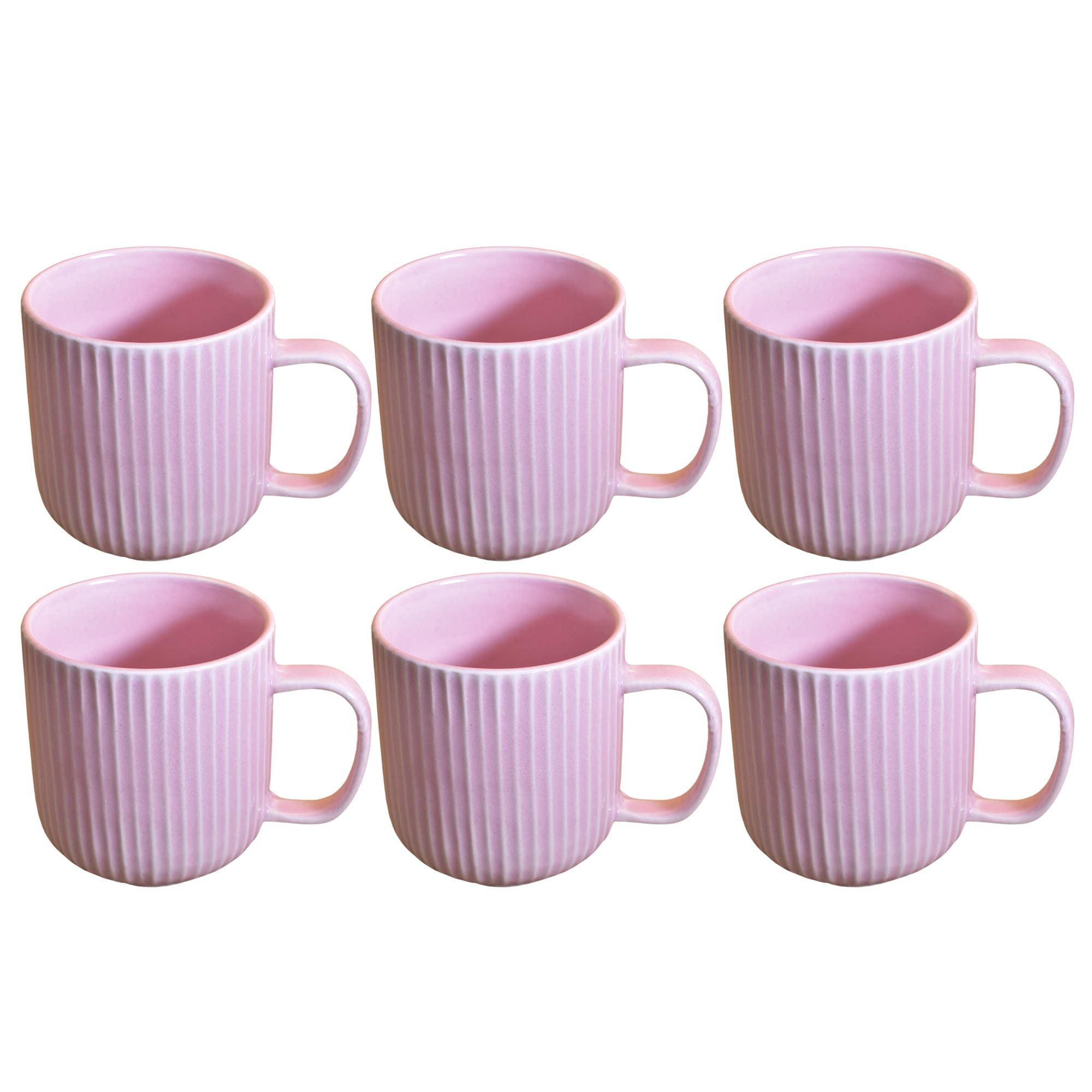 Kunhar Ceramic Milk Mug, Coffee Mug - 6 Pieces, Cavern Pink, 300 ml
