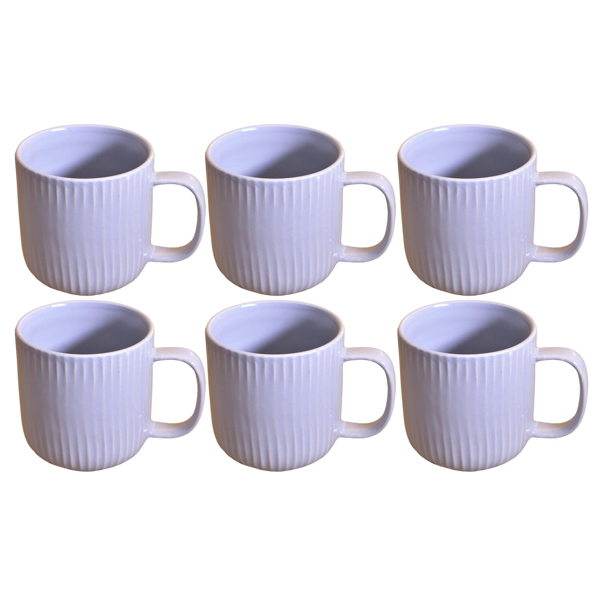 Kunhar Ceramic Milk Mug, Coffee Mug - 6 Pieces, Blue Haze, 300 ml