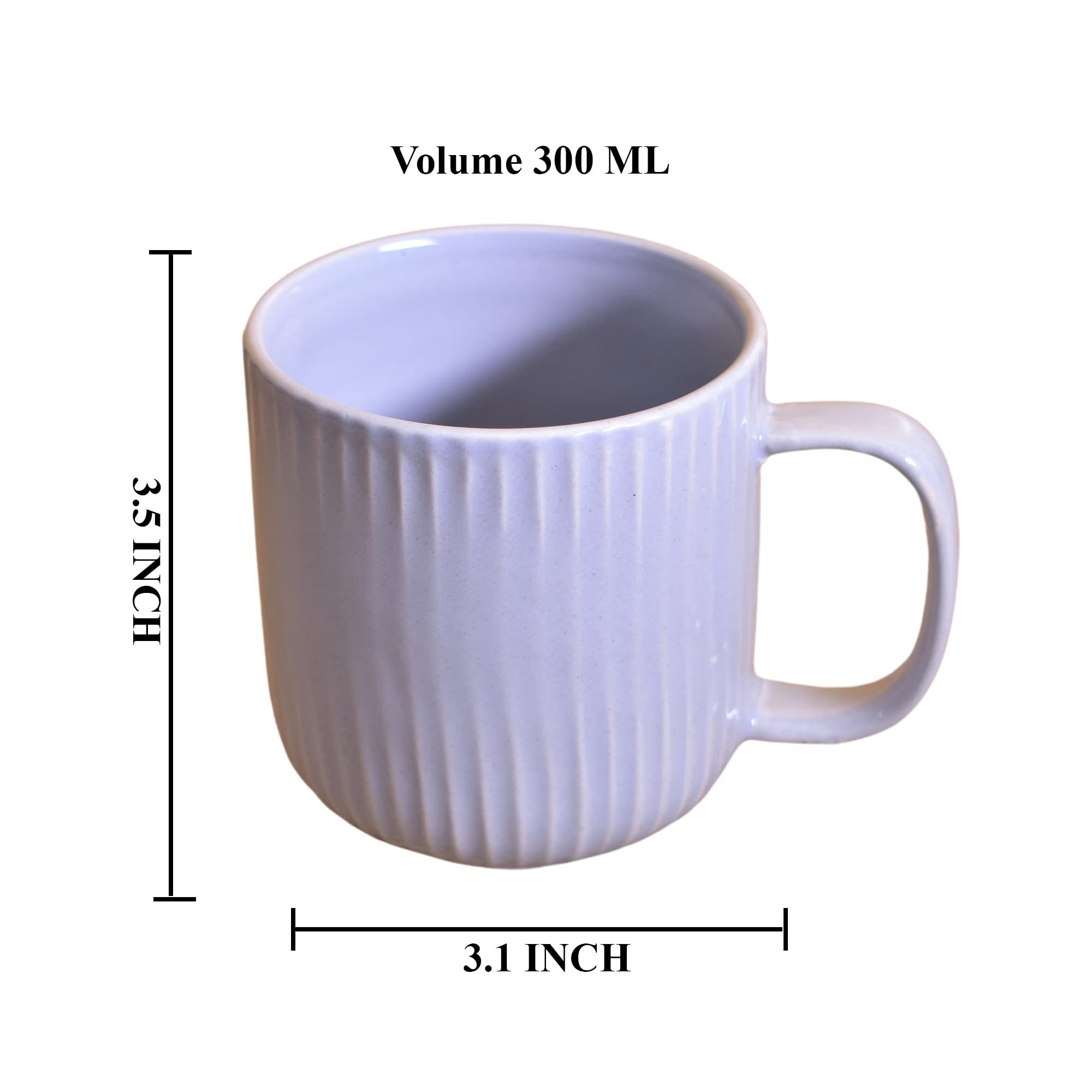 Kunhar Ceramic Milk Mug, Coffee Mug - 6 Pieces, Blue Haze, 300 ml