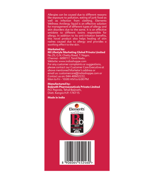 Elements Wellness Antilergy Liquid 200 ML, Elements Wellness, Antilergy, Designed To Effectively Manage And Prevent Various Skin Allergies