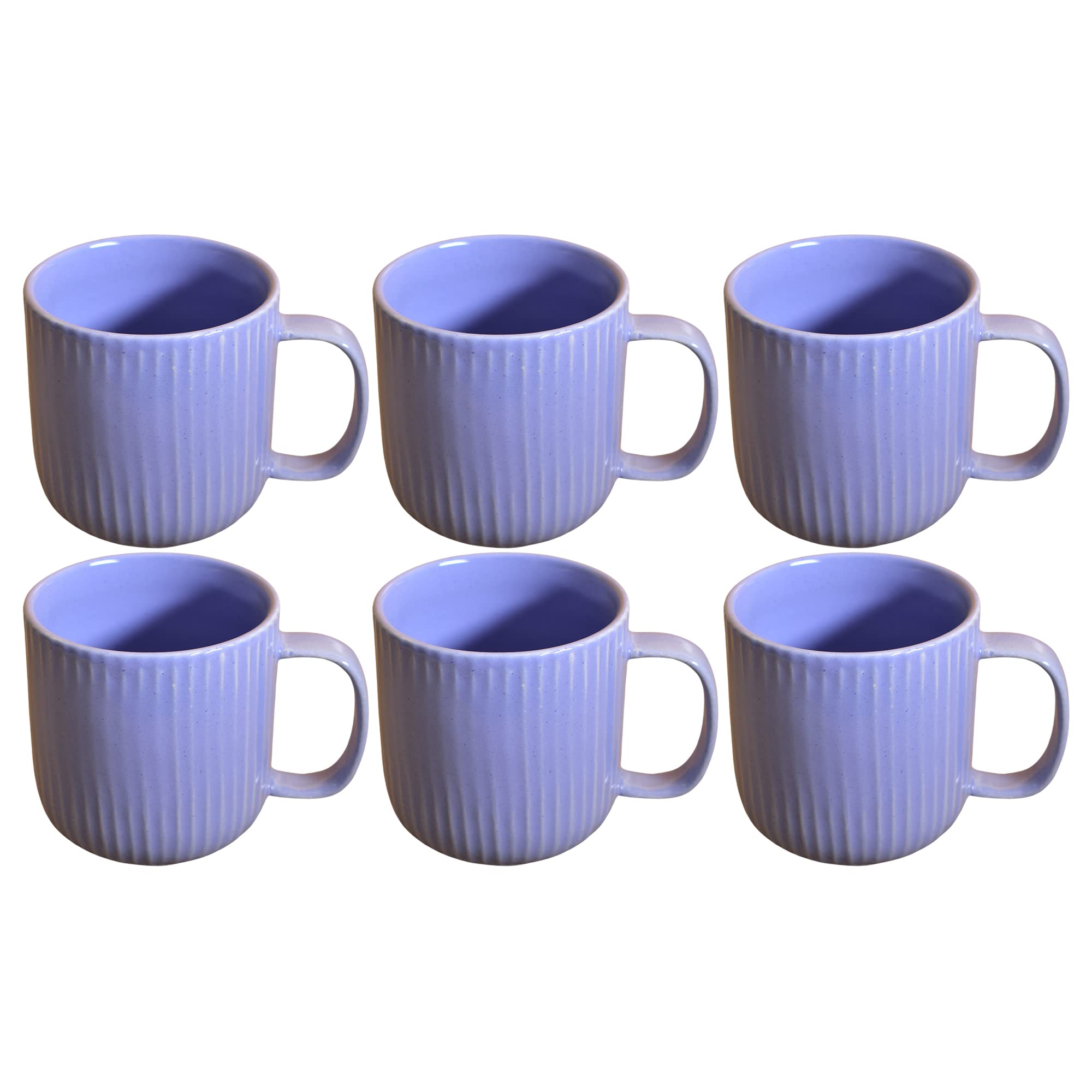 Kunhar Ceramic Milk Mug, Coffee Mug - 6 Pieces, Light Steel Blue, 300 ml