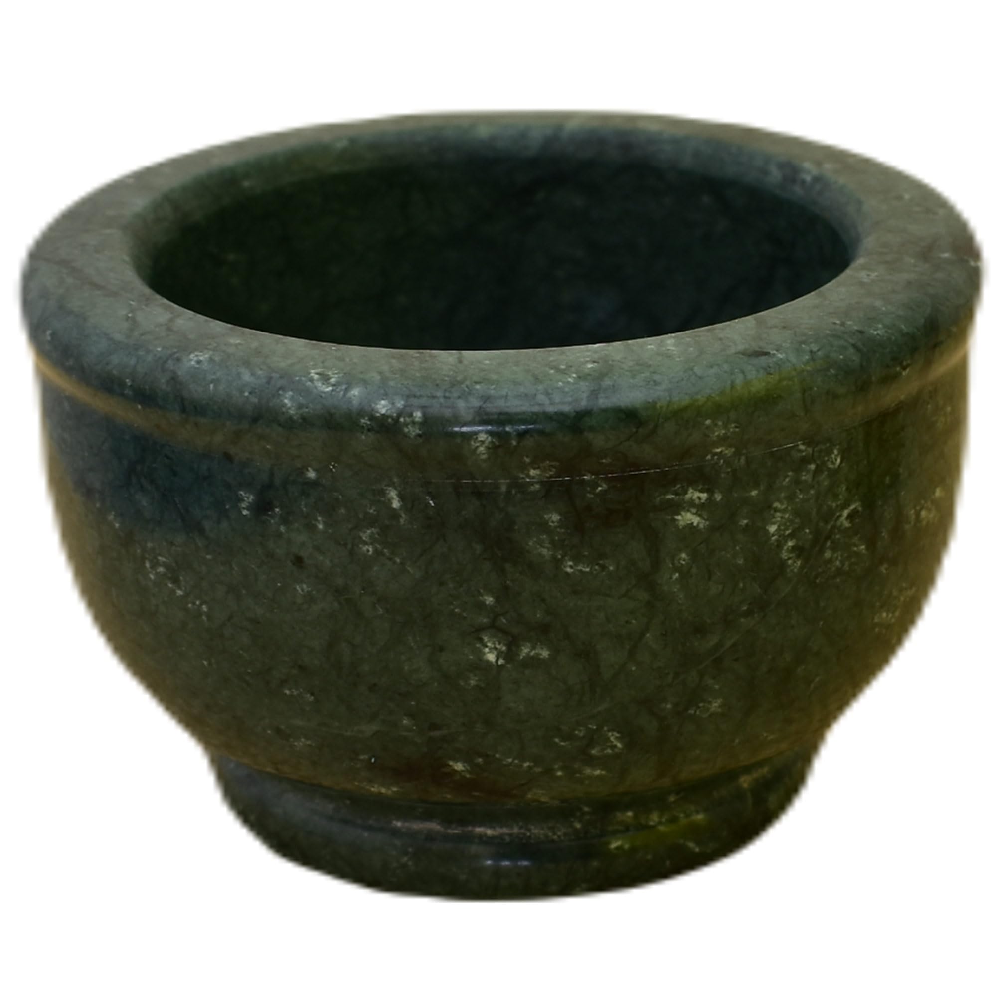 KunhaR Natural Green Marble Mortar and Pestle Set, Imam Dasta, Ohkli Musal, Kharal - 4 x 2.5 Inches, Green, (Half Polish)