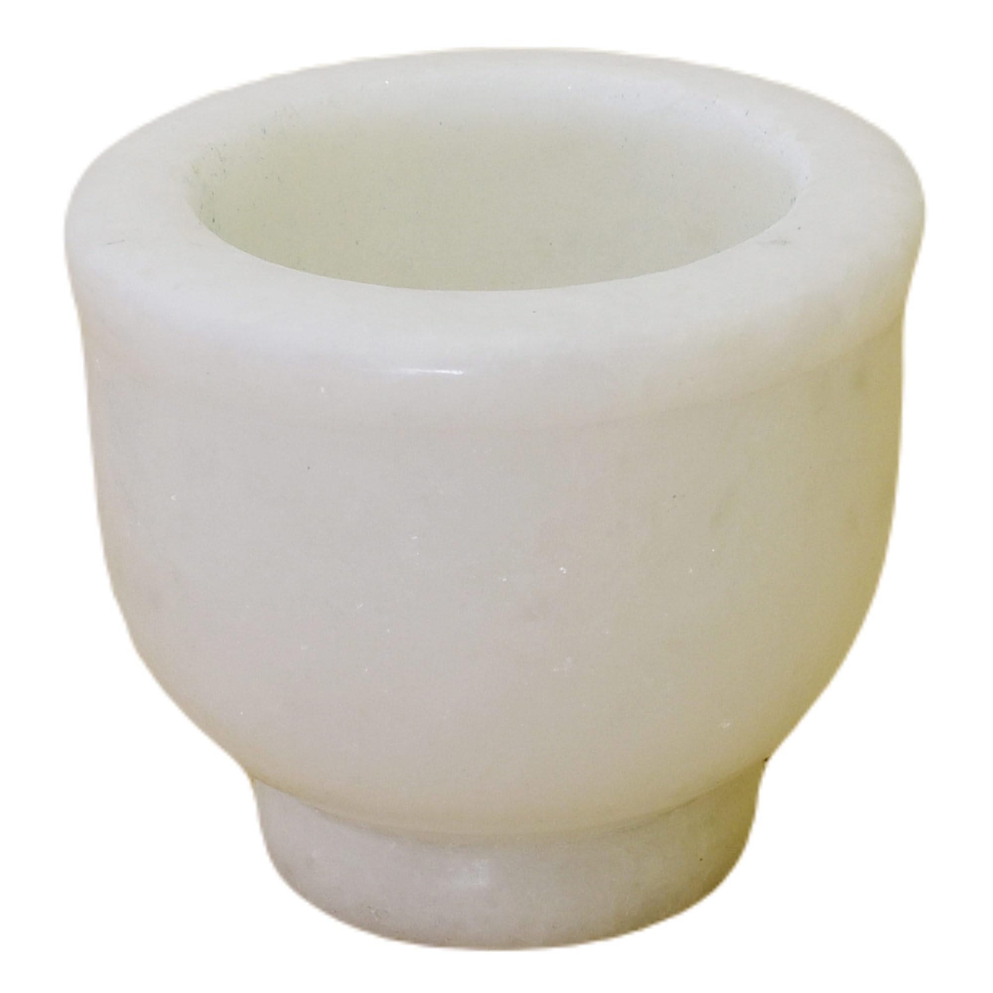 KunhaR Natural White Marble Mortar and Pestle Set, Imam Dasta, Ohkli Musal, Kharal - 3 x 2.5 Inches, White, (Half Polish)