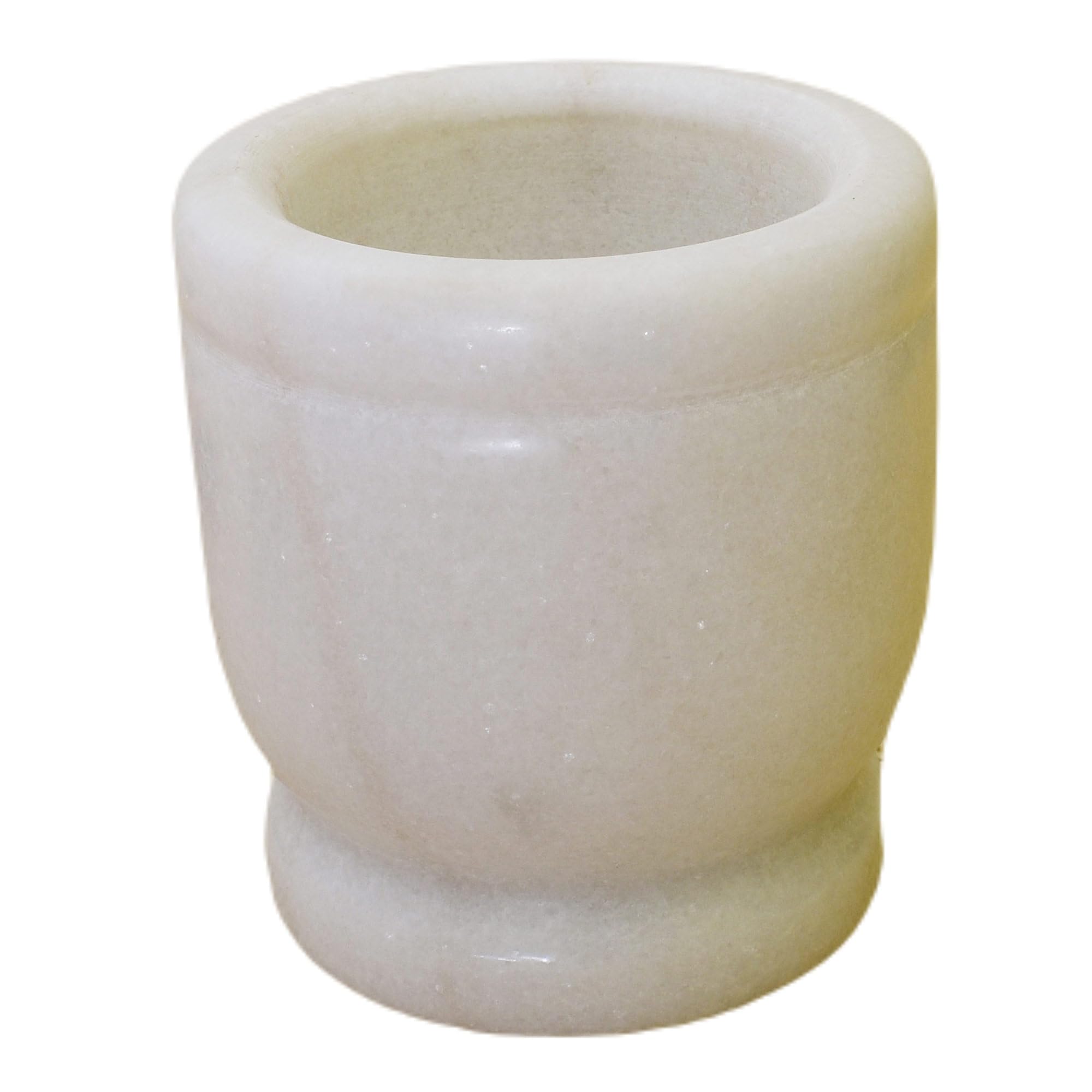 KunhaR Natural White Marble Mortar and Pestle Set, Imam Dasta, Ohkli Musal, Kharal - 3 x 3 Inches, White, (Half Polish)