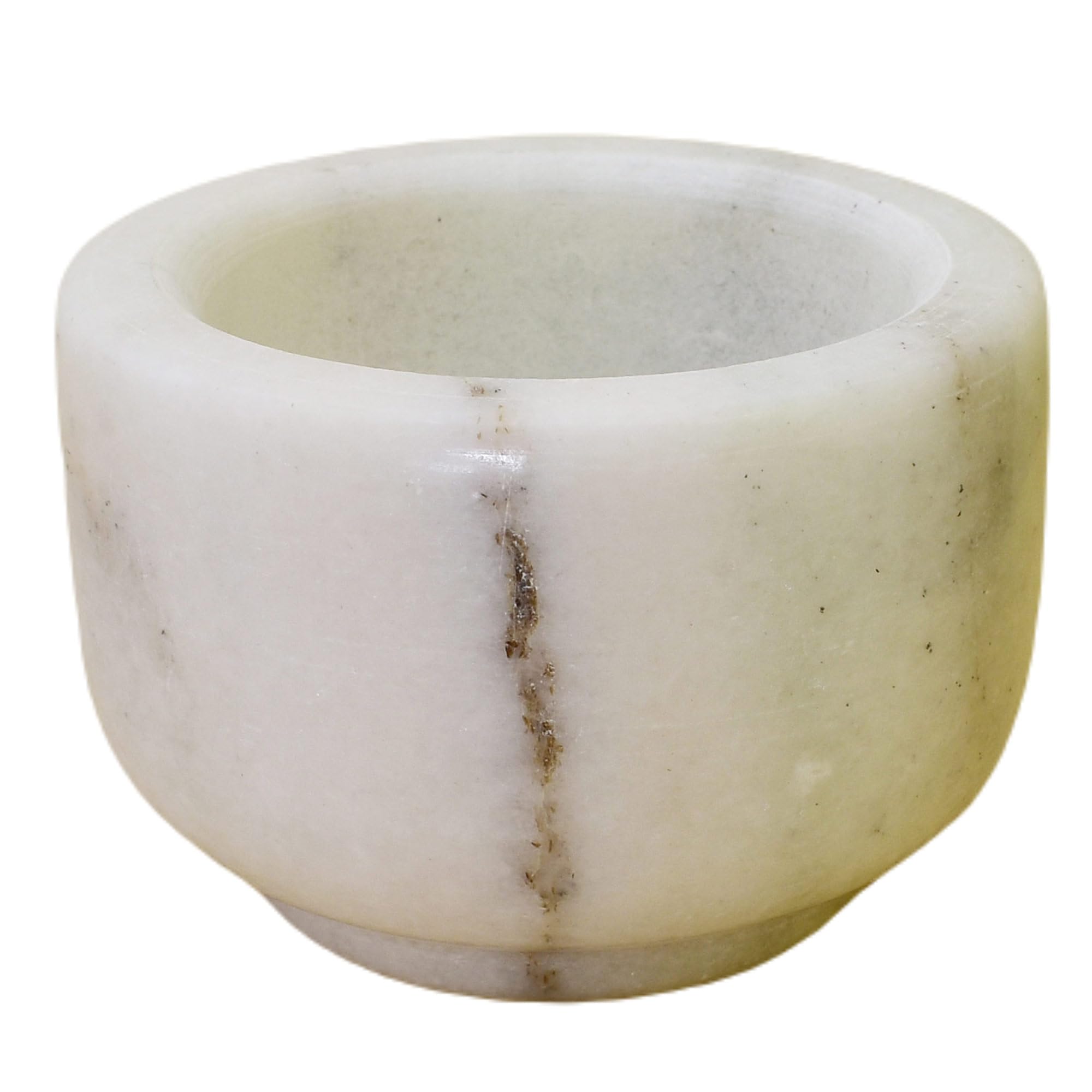 KunhaR Natural White Marble Mortar and Pestle Set, Imam Dasta, Ohkli Musal, Kharal - 4 x 2.5 Inches, White, (Half Polish)