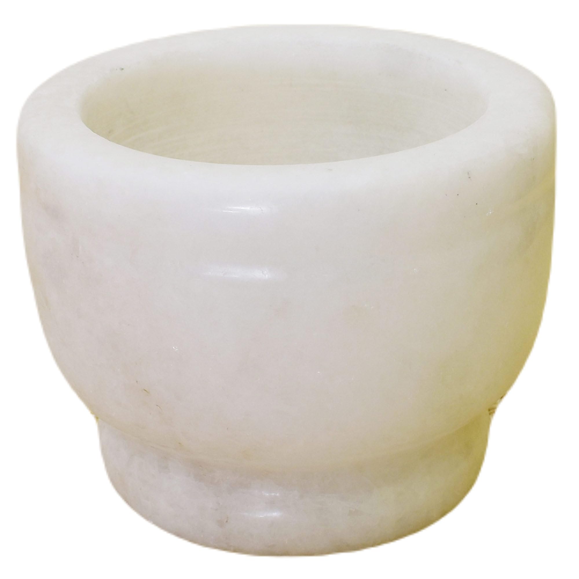 KunhaR Natural White Marble Mortar and Pestle Set, Imam Dasta, Ohkli Musal, Kharal - 4 x 3 Inches, White, (Half Polish)