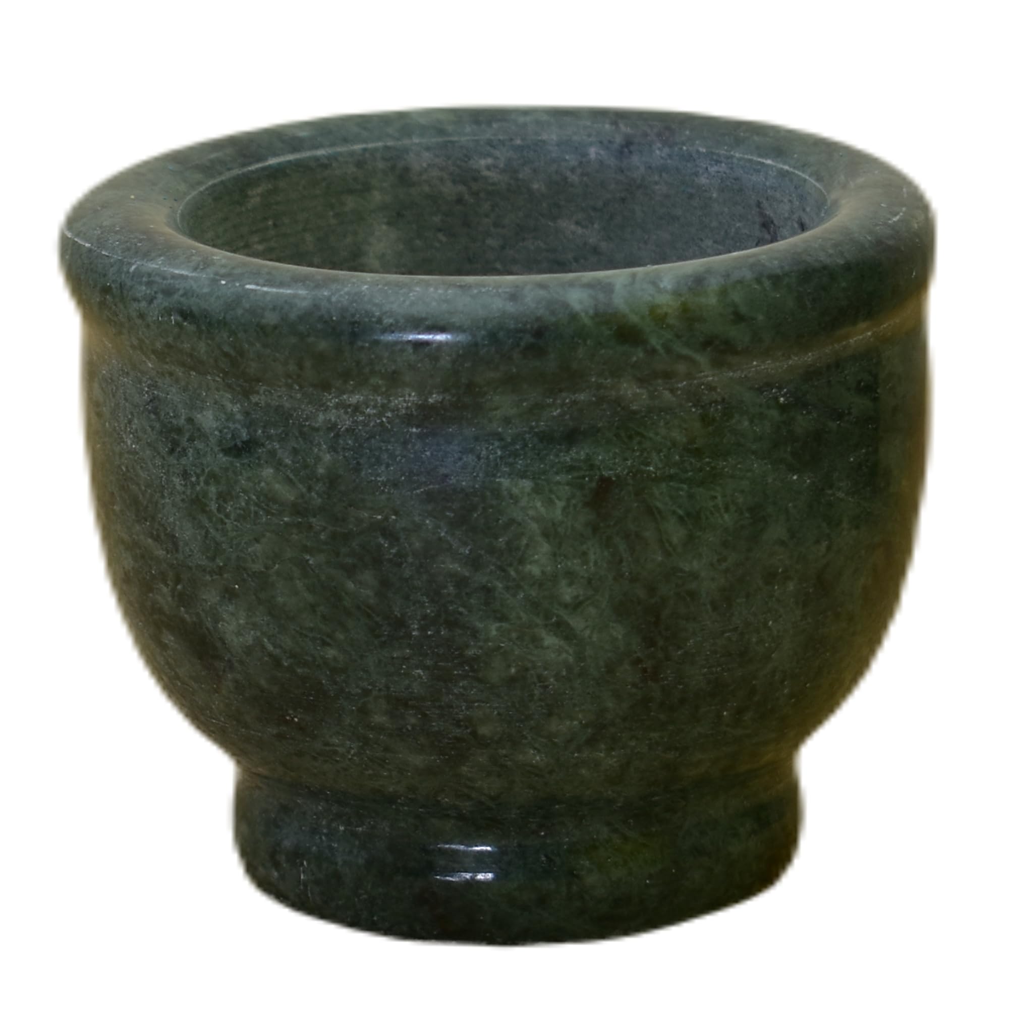 KunhaR Natural Green Marble Mortar and Pestle Set, Imam Dasta, Ohkli Musal, Kharal - 3 x 2.5 Inches, Green, (Half Polish)