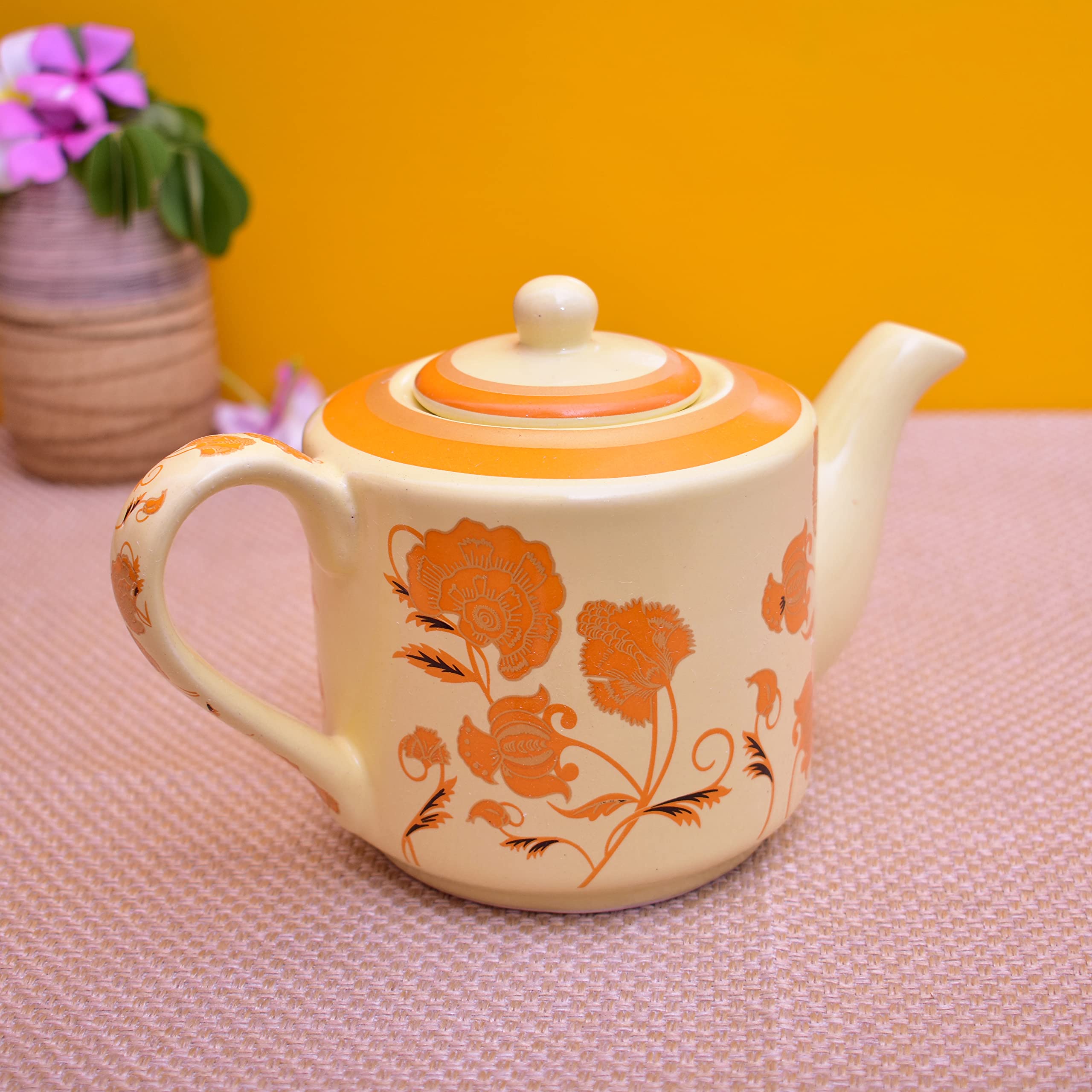 Kunhar Ceramic 6 Cups and 1 Kettle Tea Cup Set - Multicolor