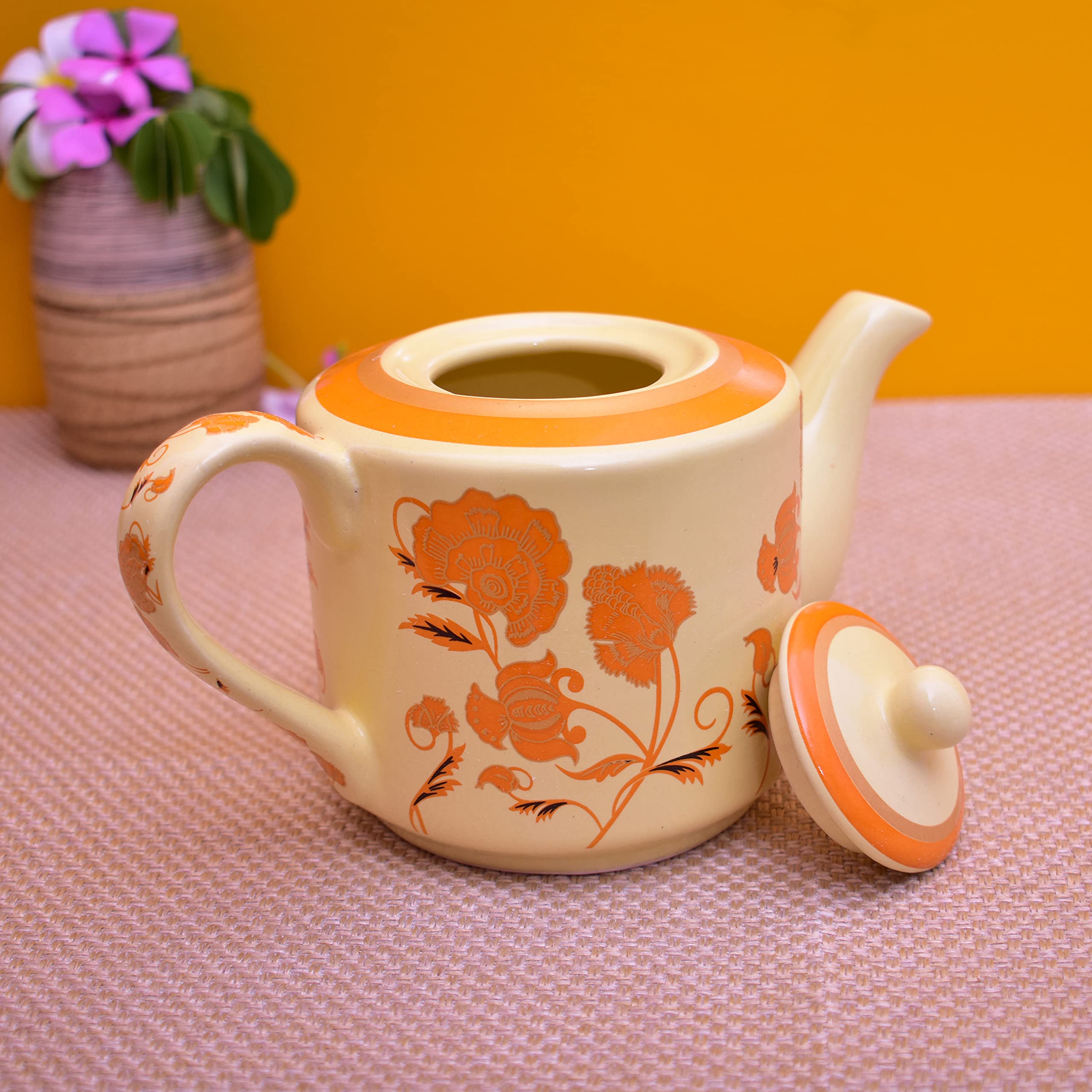 Kunhar Ceramic 6 Cups and 1 Kettle Tea Cup Set - Multicolor