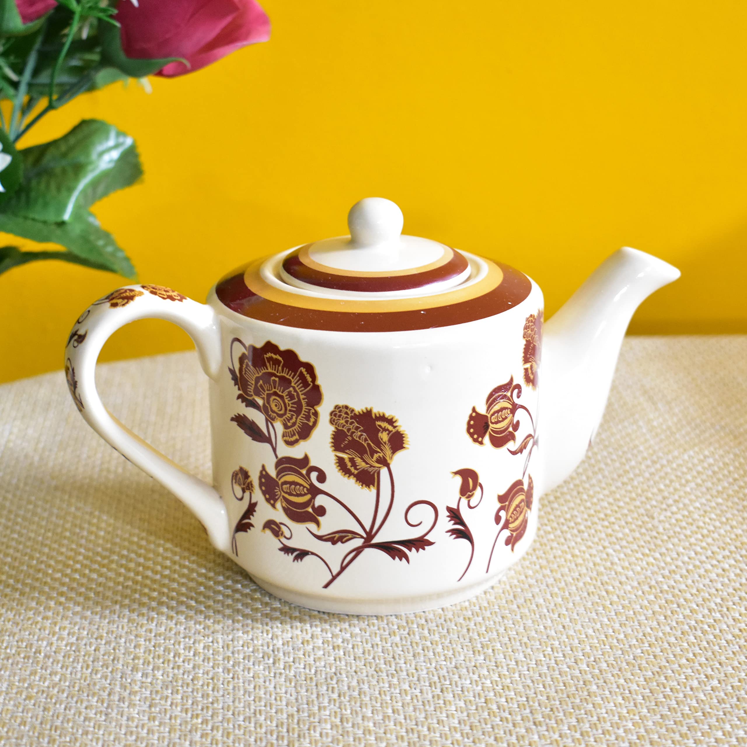 Kunhar Ceramic 6 Cups and 1 Kettle Tea Cup Set - Multicolor