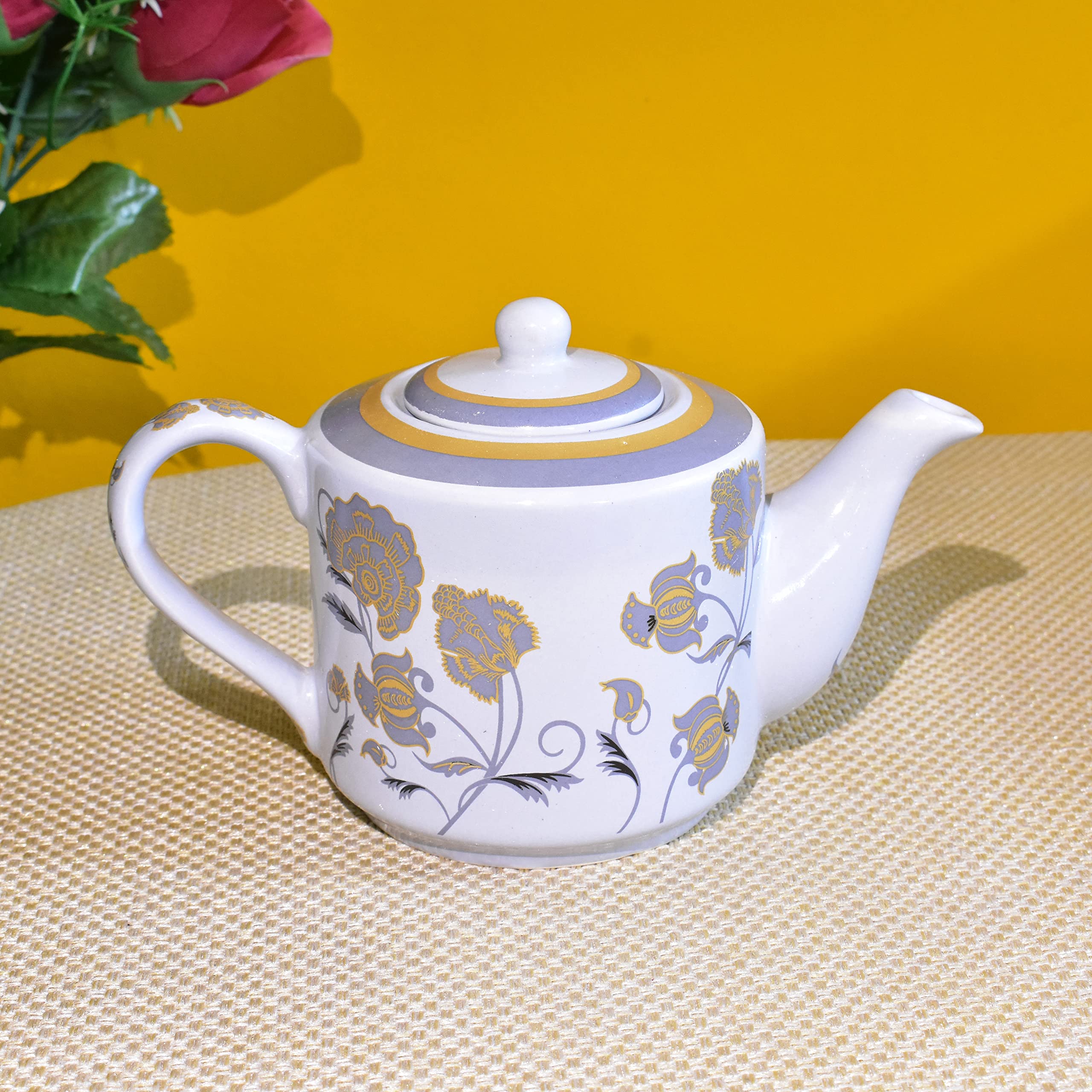 Kunhar Ceramic 6 Cups and 1 Kettle Tea Cup Set - Multicolor