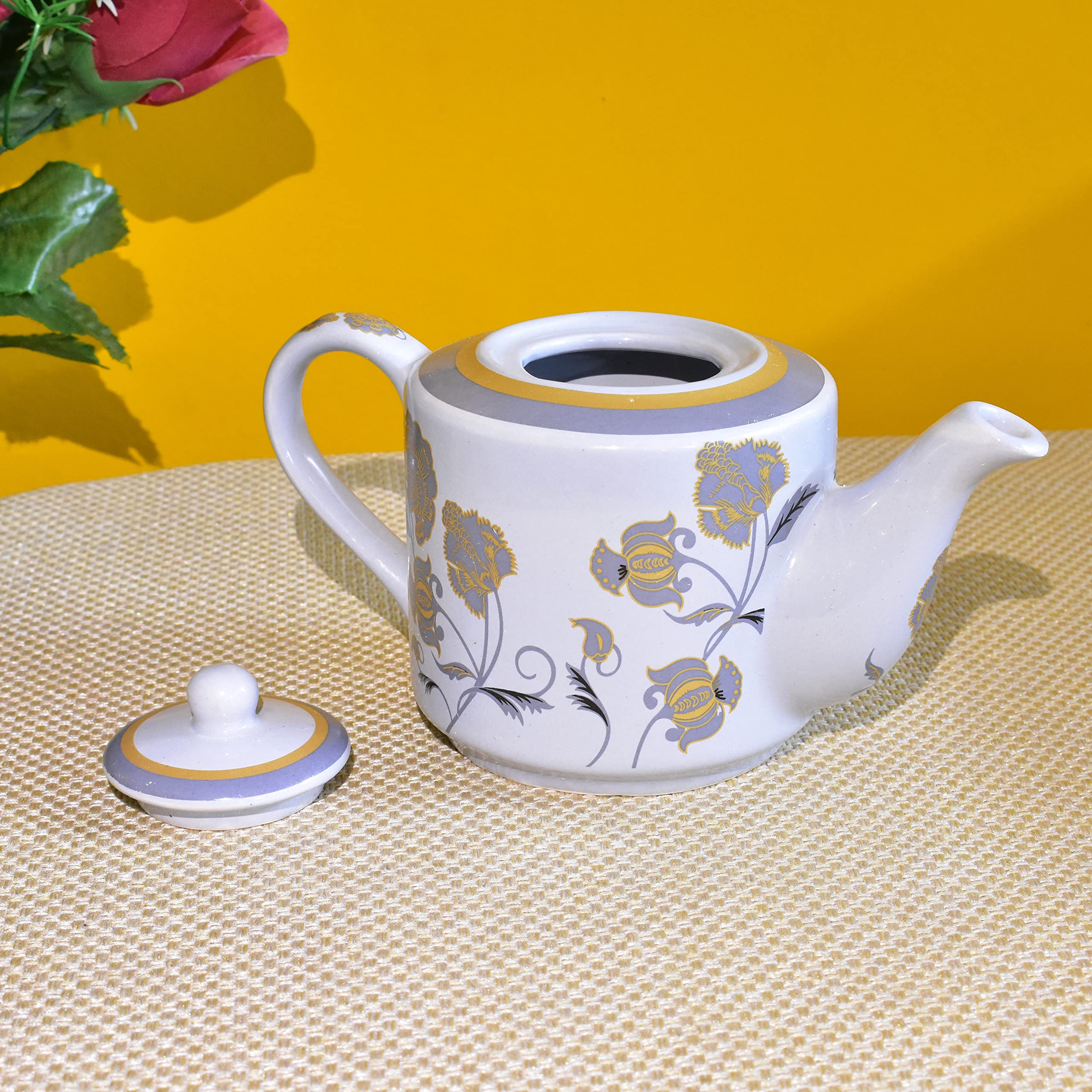 Kunhar Ceramic 6 Cups and 1 Kettle Tea Cup Set - Multicolor