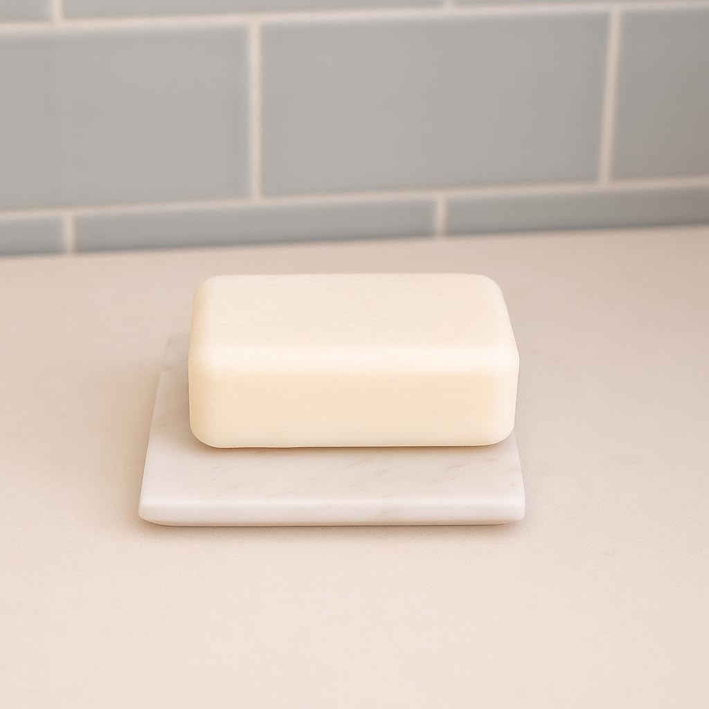 KunhaR Premium Natural Marble Soap Dish Holder for Bathroom, Wash Basin & Shower (4 x 4 Inch)