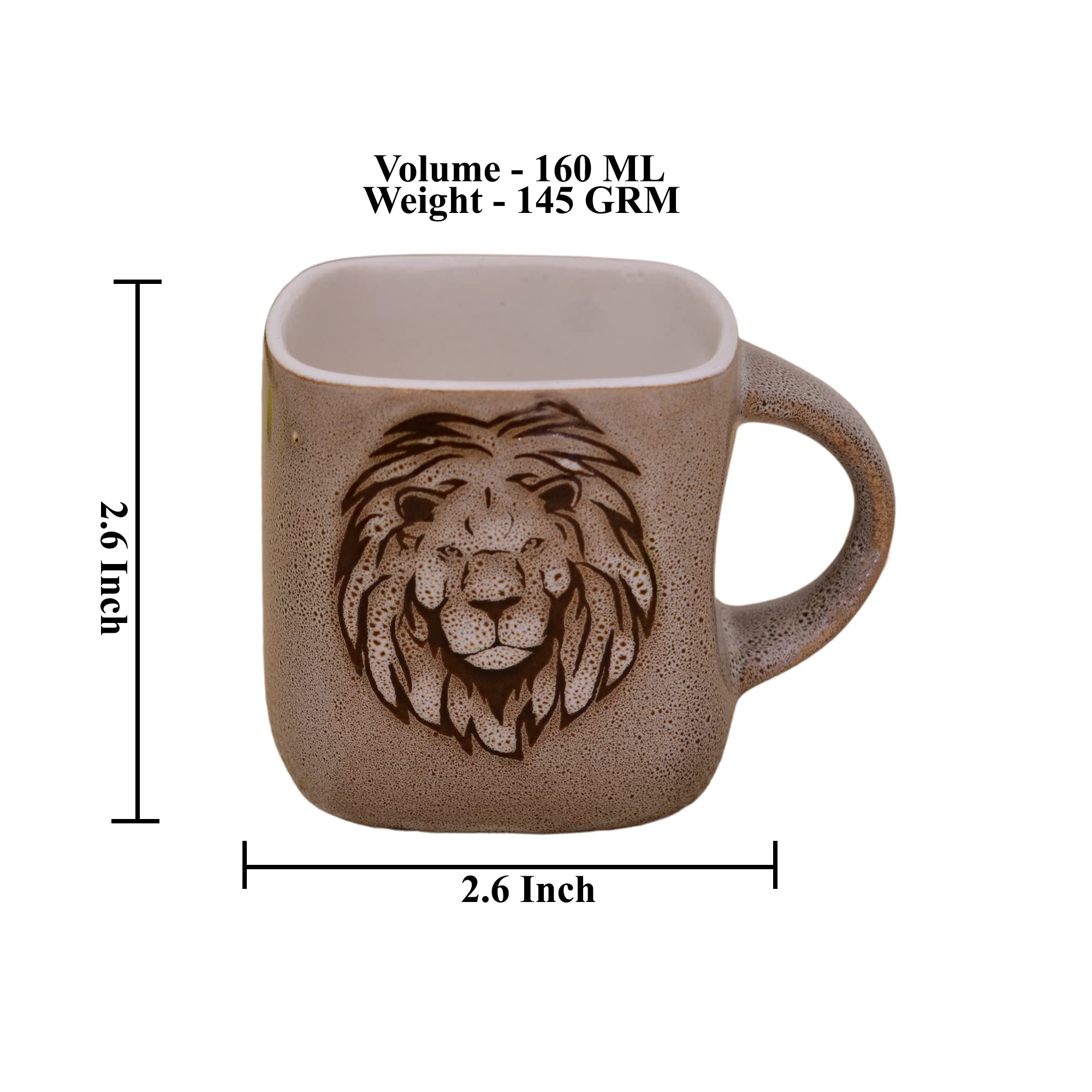 Kunhar Ceramic Tea Cup - 160 Ml, 6 Pieces, Light Brown