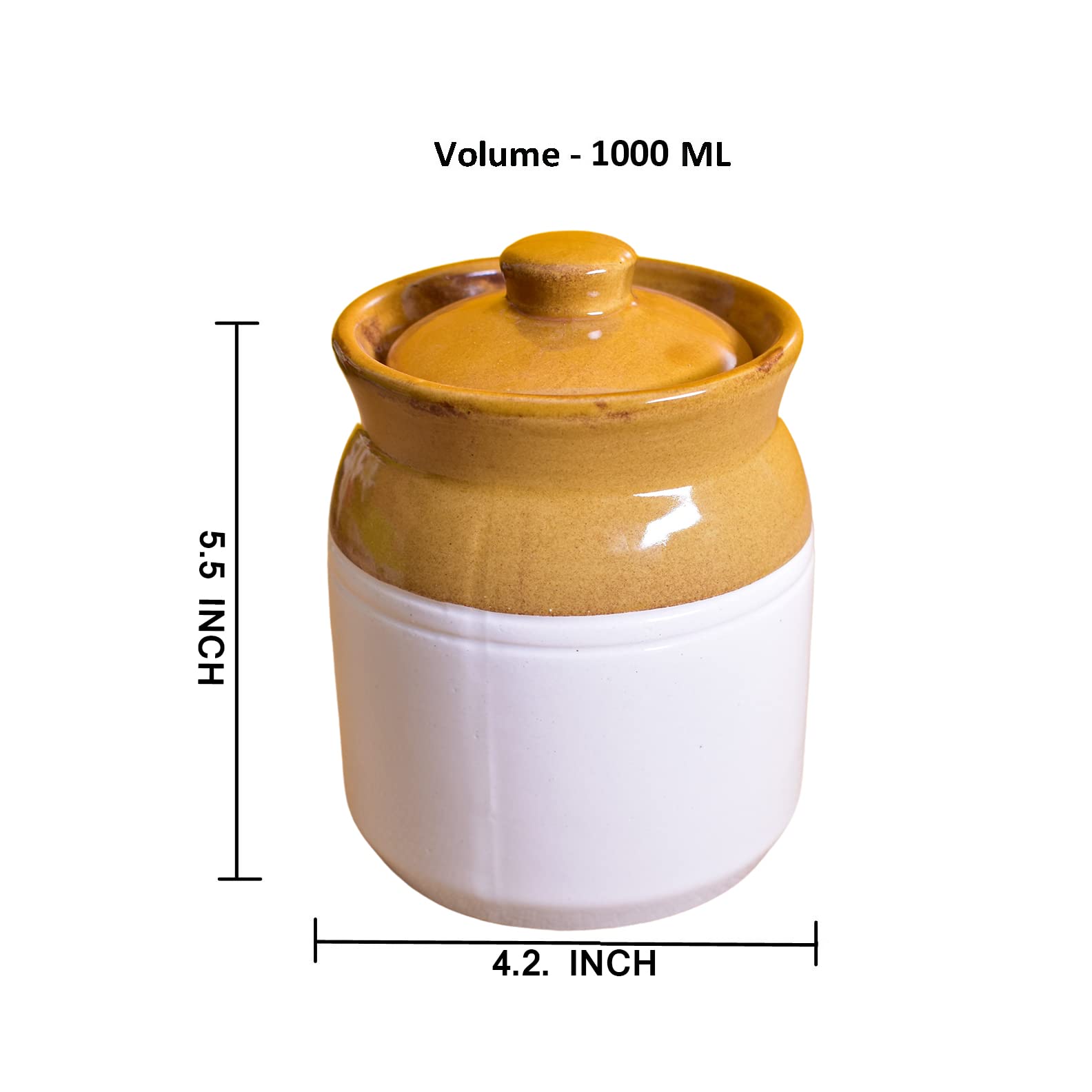KunhaR Ceramic Multipurpose Jar - 1000 Ml, 1 Piece, White Espresso