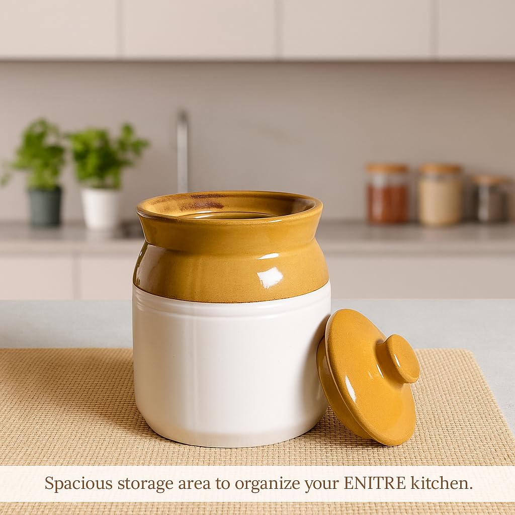 KunhaR Ceramic Multipurpose Jar - 1000 Ml, 1 Piece, White Espresso