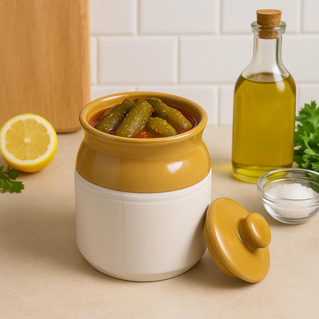 KunhaR Ceramic Multipurpose Jar - 1000 Ml, 1 Piece, White Espresso