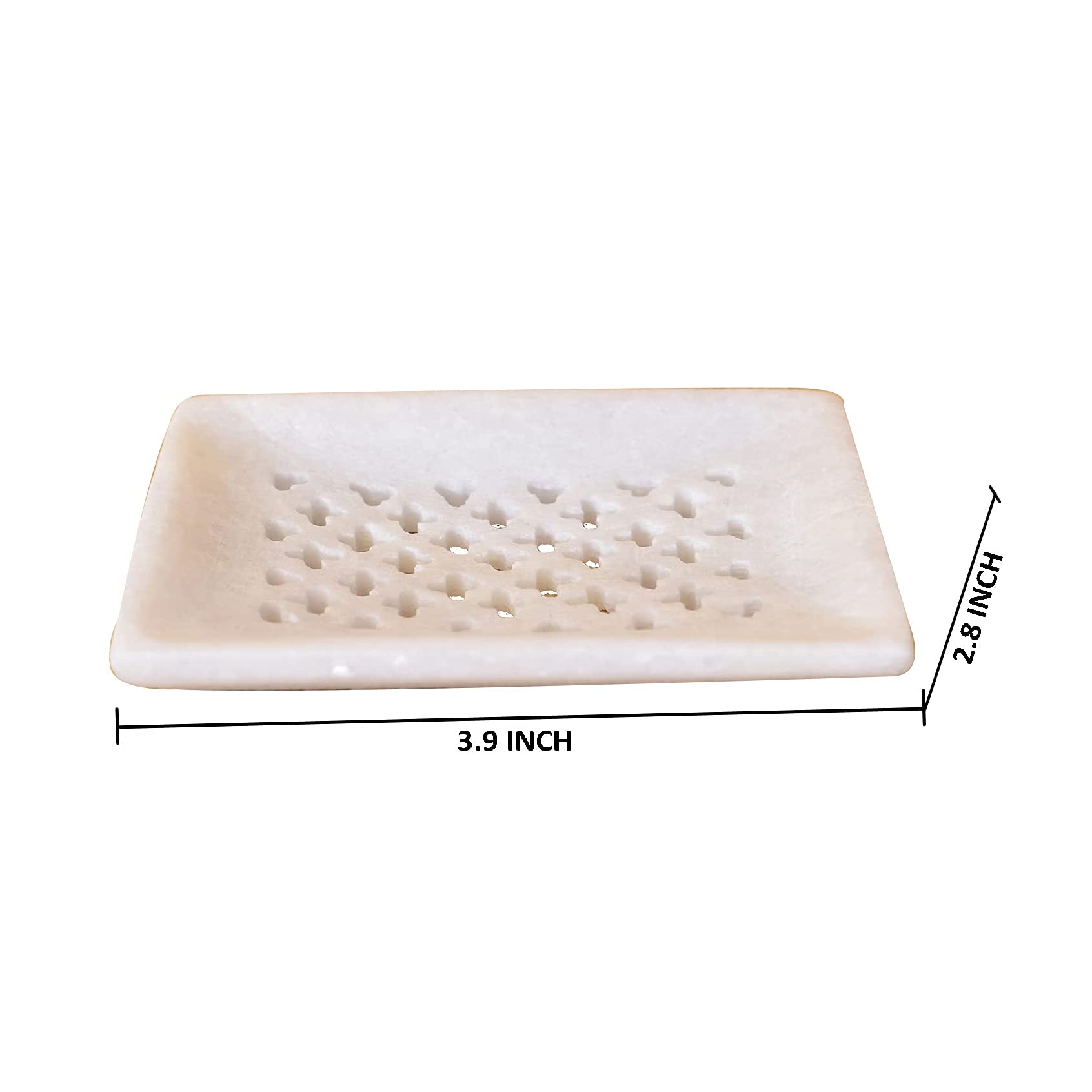 KunhaR White Marble Soap Dish Holder Elegant Bathroom & Wash Basin Accessory (2.8 x 3.9 Inch)